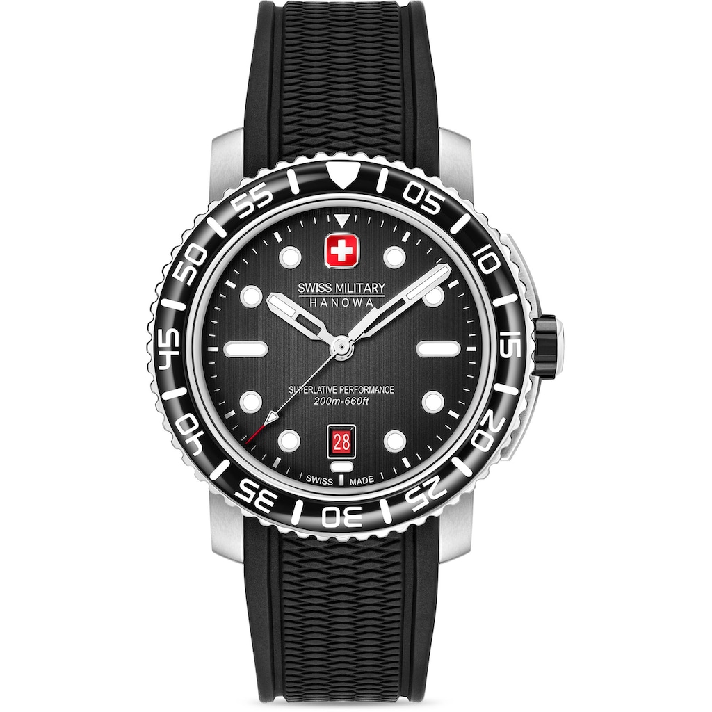 Swiss Military Hanowa Quarzuhr »BLACK MARLIN, SMWGN0001701«, Armbanduhr, Herrenuhr, Schweizer Uhr, Swiss Made, Datum, Saphirglas