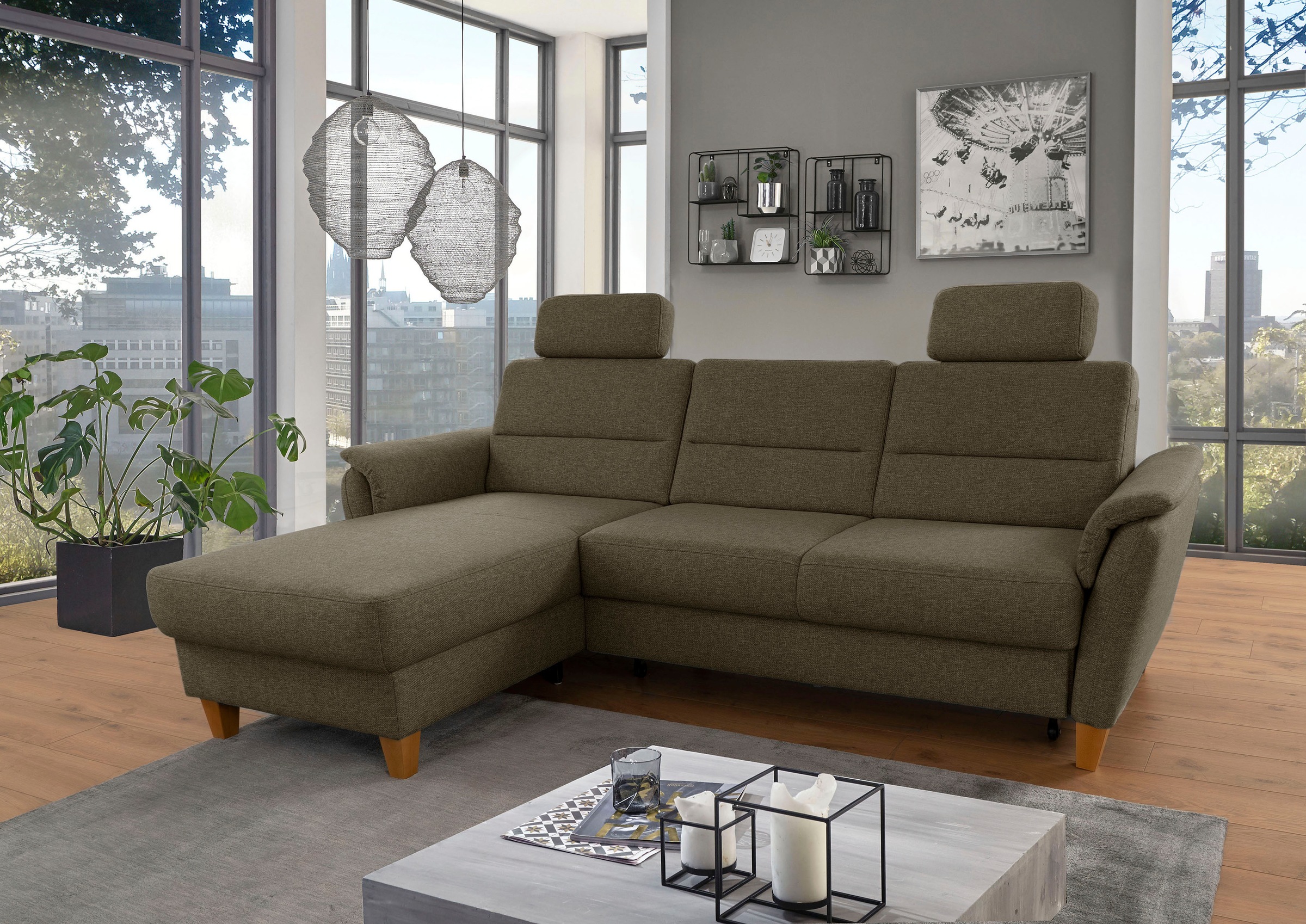 Home affaire Ecksofa "Palmera L-Form, B: 244 cm" optional Bettfunktion & Be günstig online kaufen