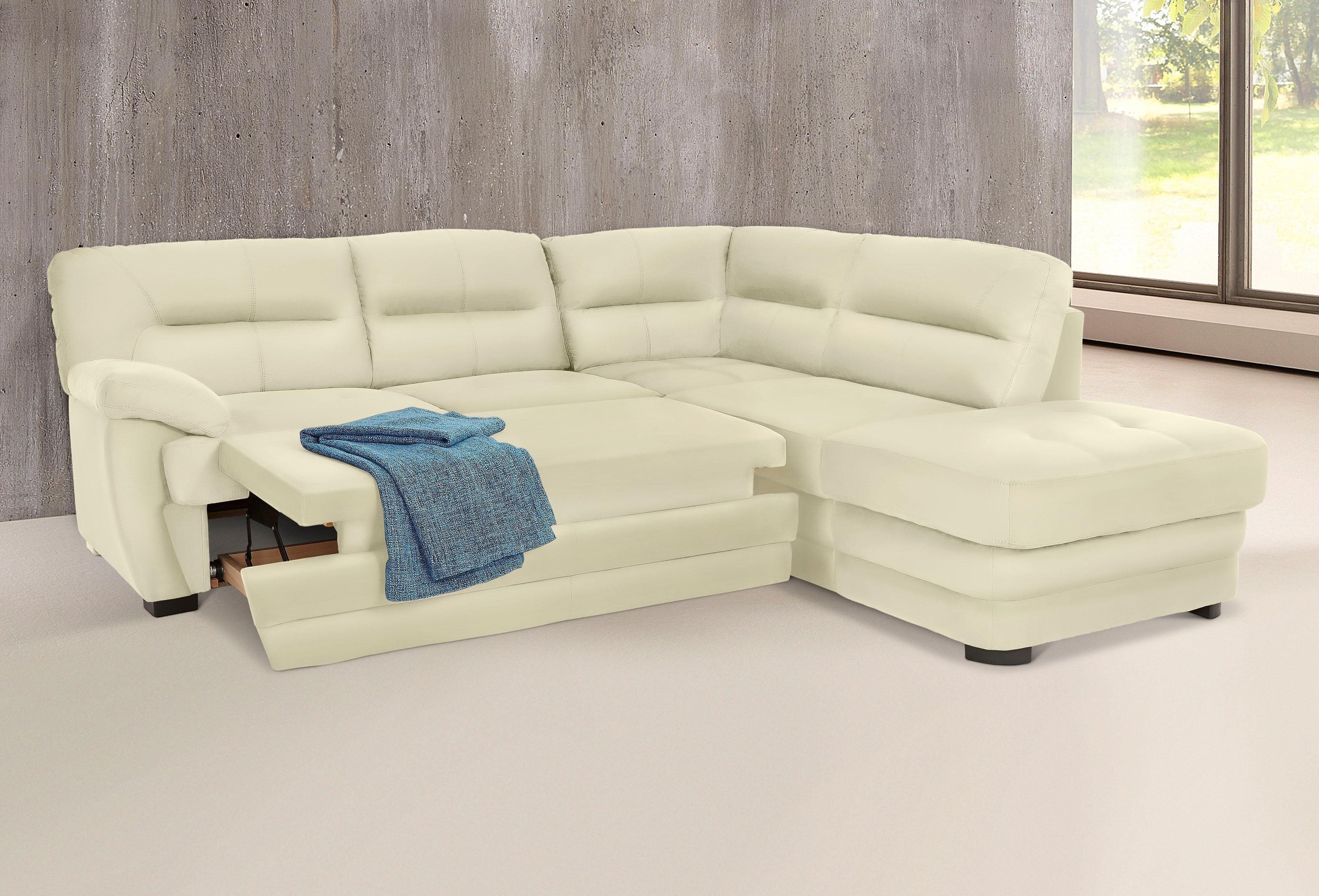 COTTA Polstergarnitur »Royale L-Form«, (Set), Set bestehend aus: Ecksofa & Hocker