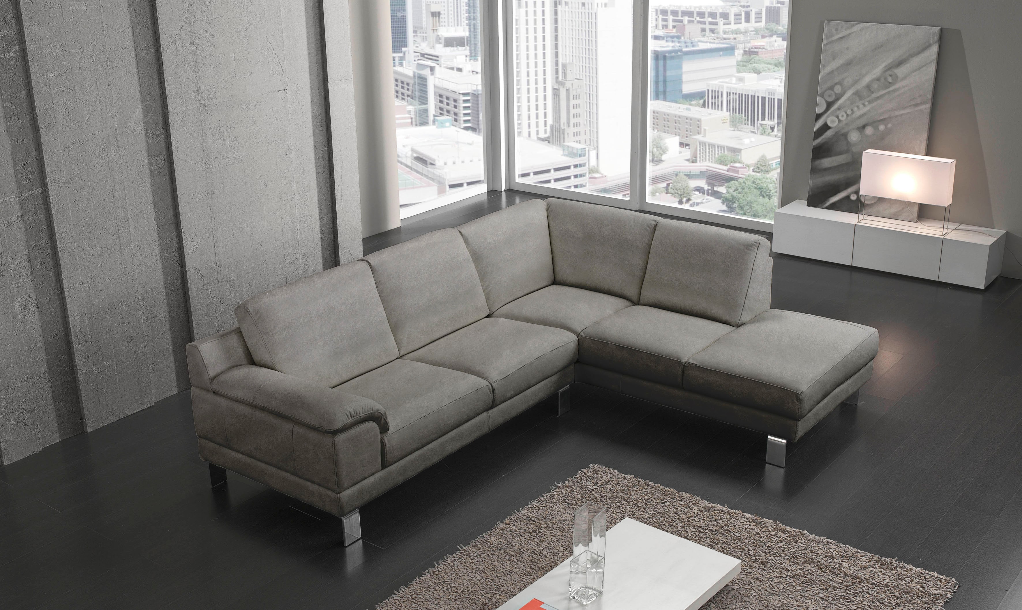 Egoitaliano Ecksofa "Shakira, Design und Sitzkomfort auf hohem Niveau, tolle Details" mit Ottomane, L-Form, elegante Metallfüße