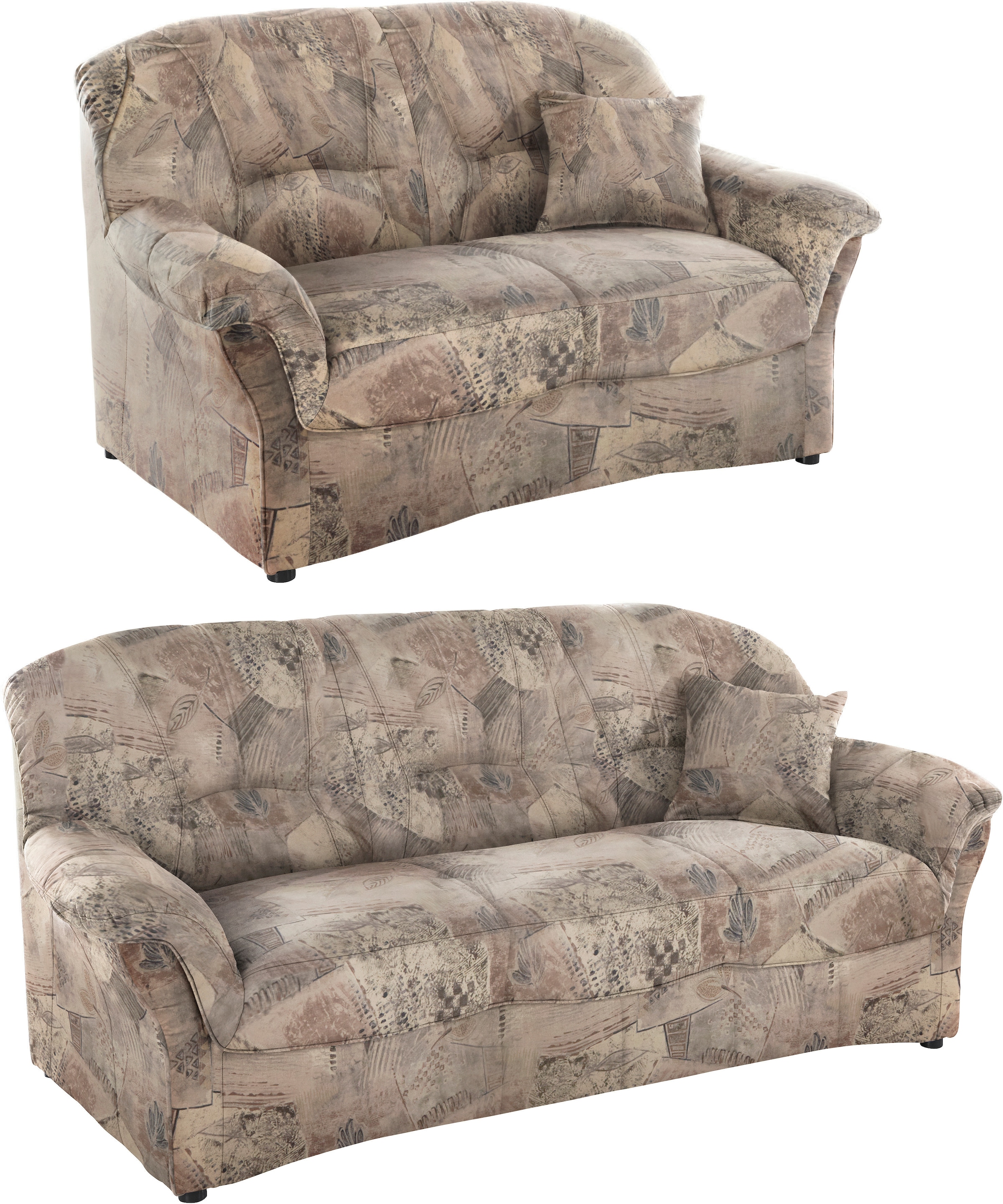 DOMO collection "Bahia belastbar bis 140kg/ Sitz, mit Federkern" Set, Microfaser MELROSE, mocca
