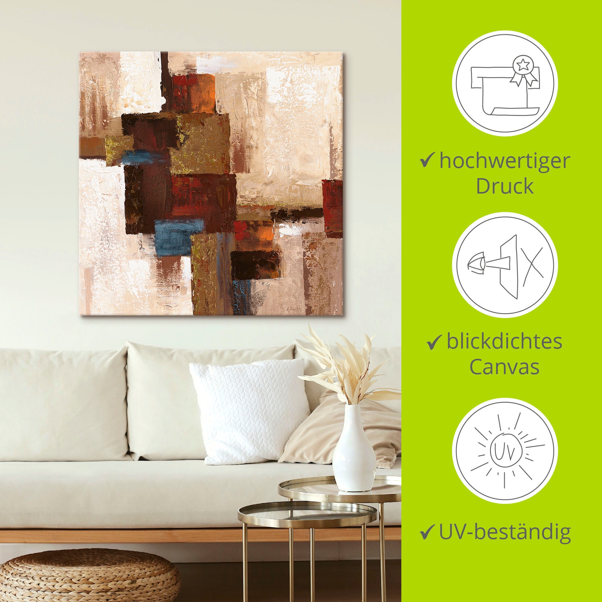 Artland Wandbild »Karos Abstrakt I«, Muster, (1 St.), als Leinwandbild, Wandaufkleber in verschied. Größen