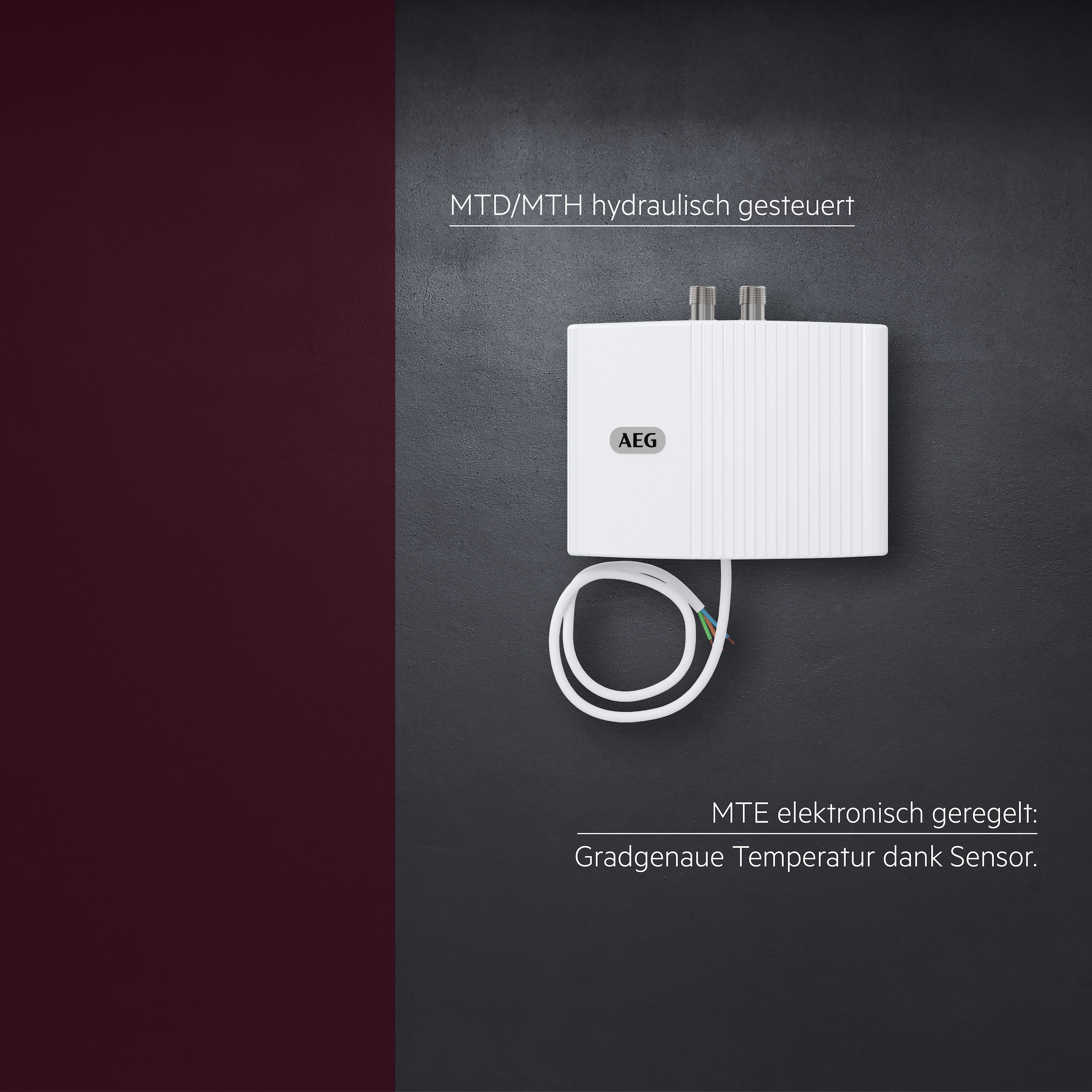 AEG Haustechnik Klein-Durchlauferhitzer »MTD 570 f. Handwaschbecken, 5,7 kW, o. Stecker« Festanschluss 230V, hydraulisch, druckfest + drucklos