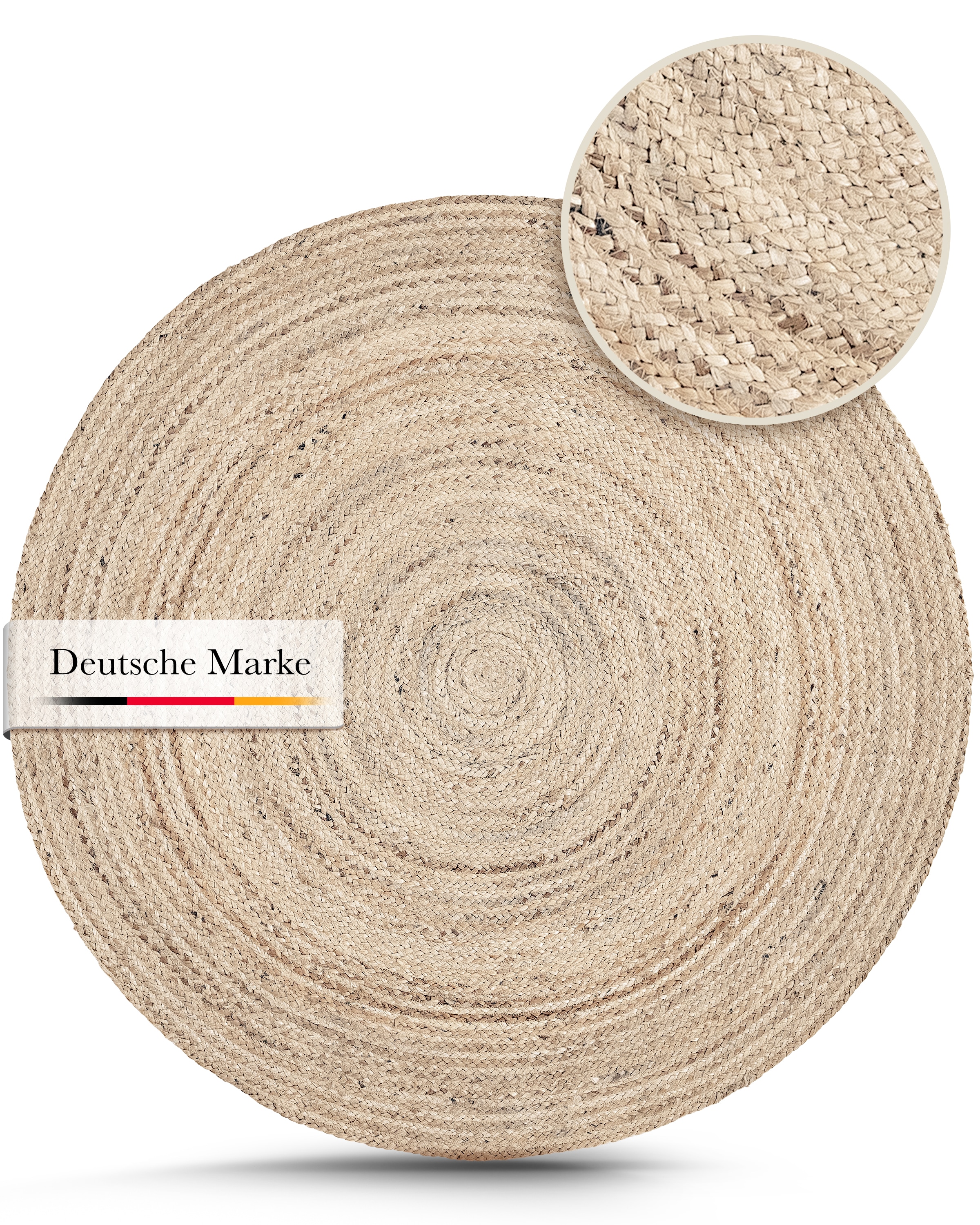 carpetfine Teppich »Nele Juteteppich Naturfaser«, rund, 6 mm Höhe, geflochtener Wendeteppich aus 100%Jute, in rund und oval, viele Größen