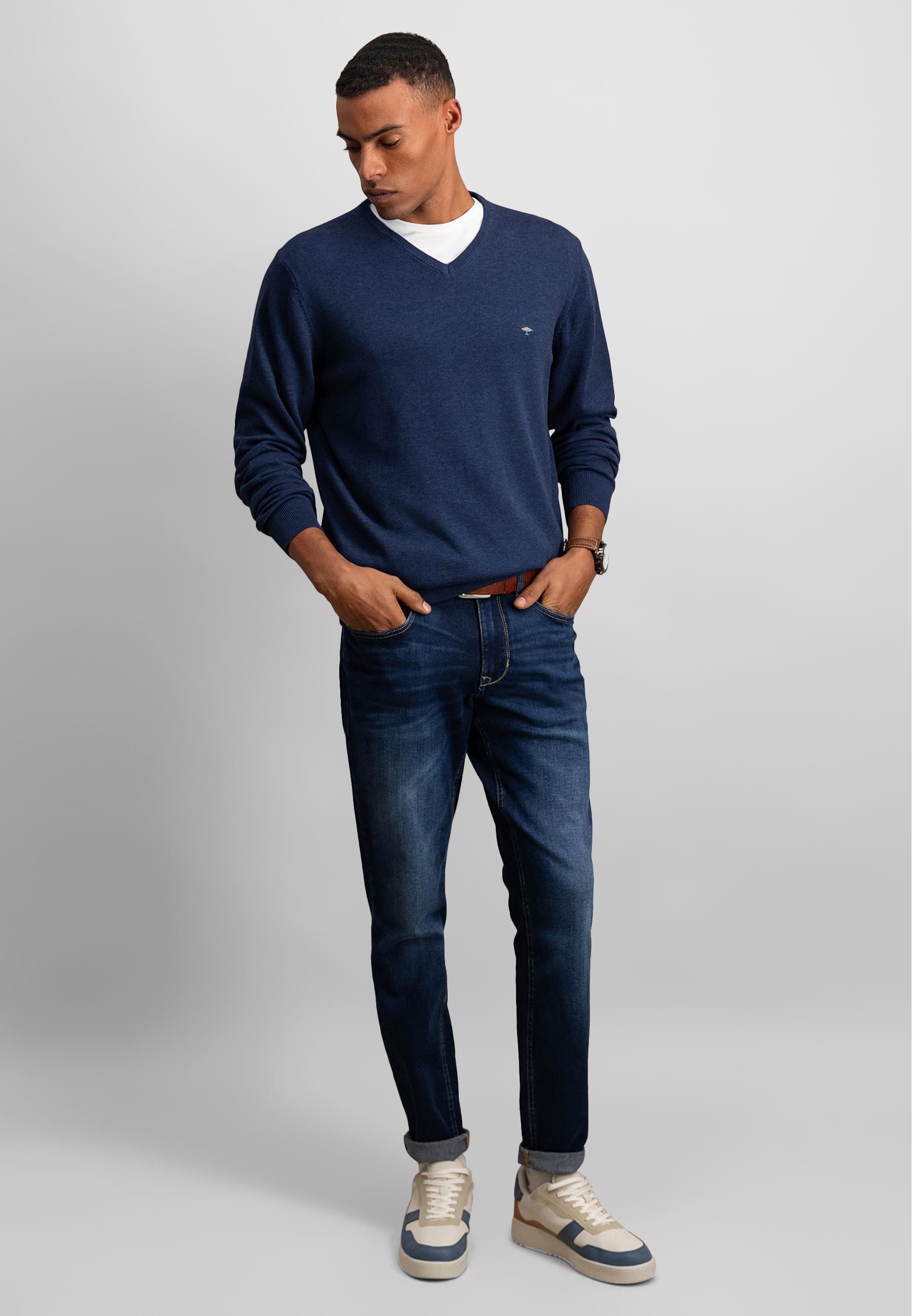 FYNCH-HATTON Rundhalspullover »Fynch-Hatton V-Neck«, (1 tlg.)
