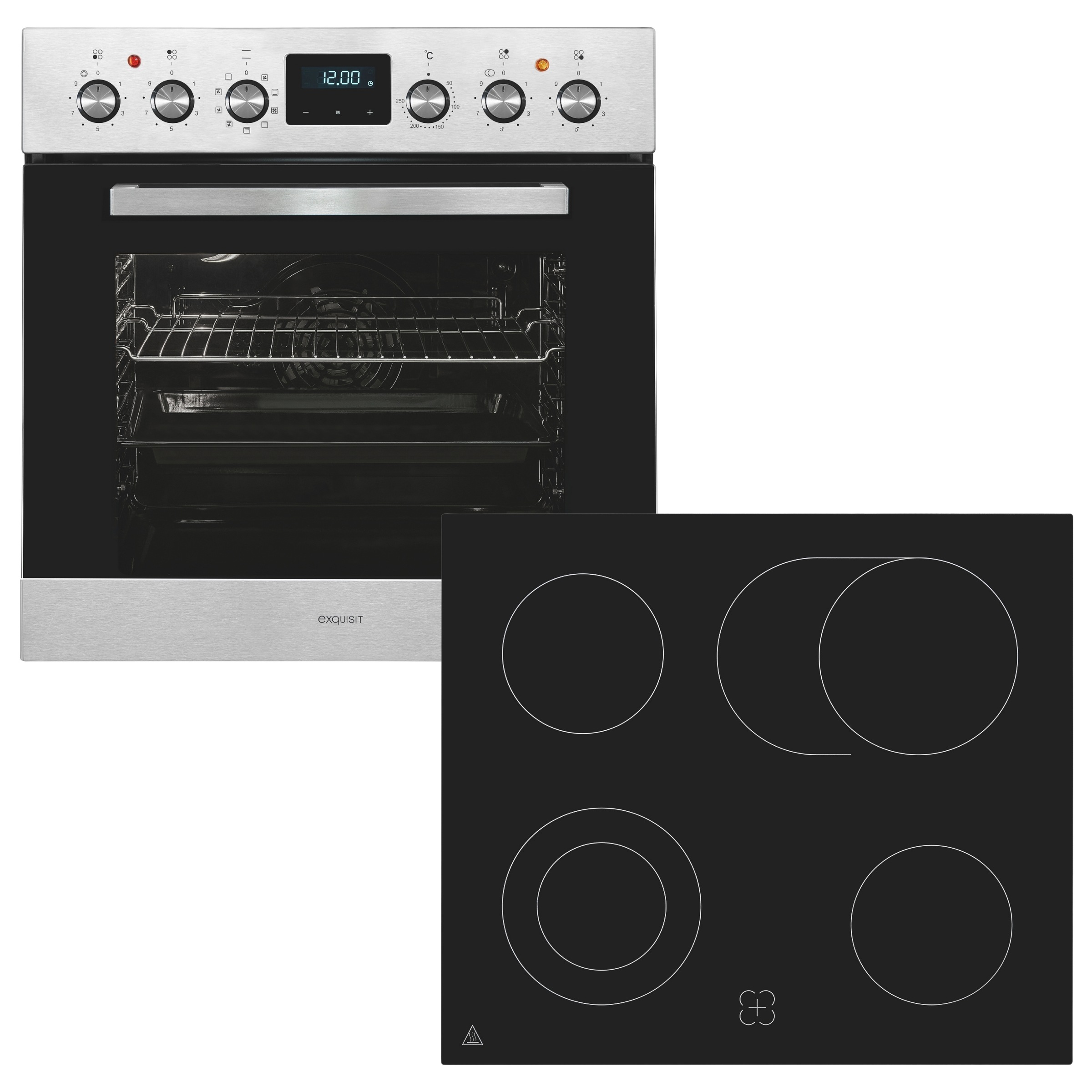 EXQUISIT Elektro-Herd-Set "EHE185-HBZ-020", grau, Herdsets