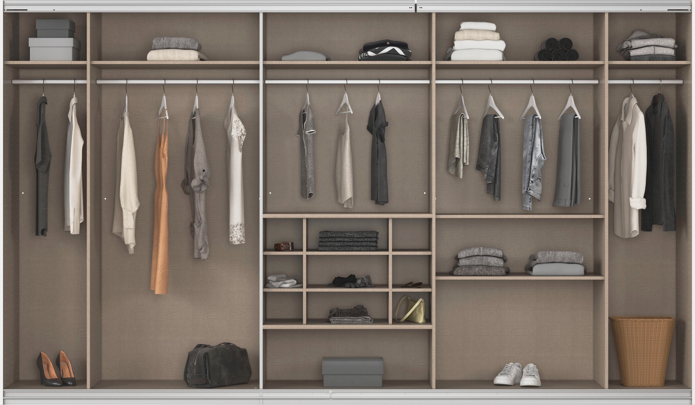 rauch Schwebetürenschrank »Kleiderschrank Schrank Garderobe Wäscheschrank TOMA«, inkl. Regaleinsatz sowie zusätzlichen Einlegeböden MADE IN GERMANY