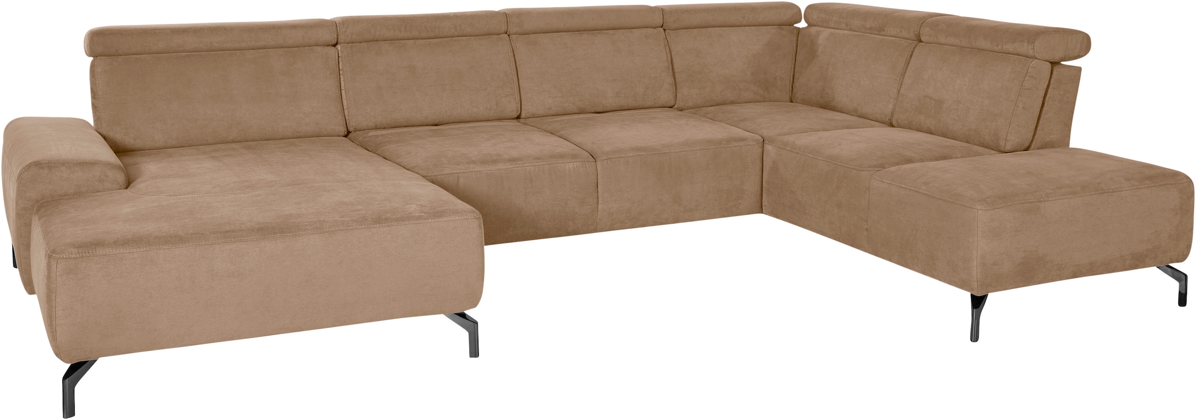 sit&more Wohnlandschaft "Gizeh U-Form" 15 cm Fußhöhe, inklusive Sitztiefenverstellung und Kopfteilverstellung