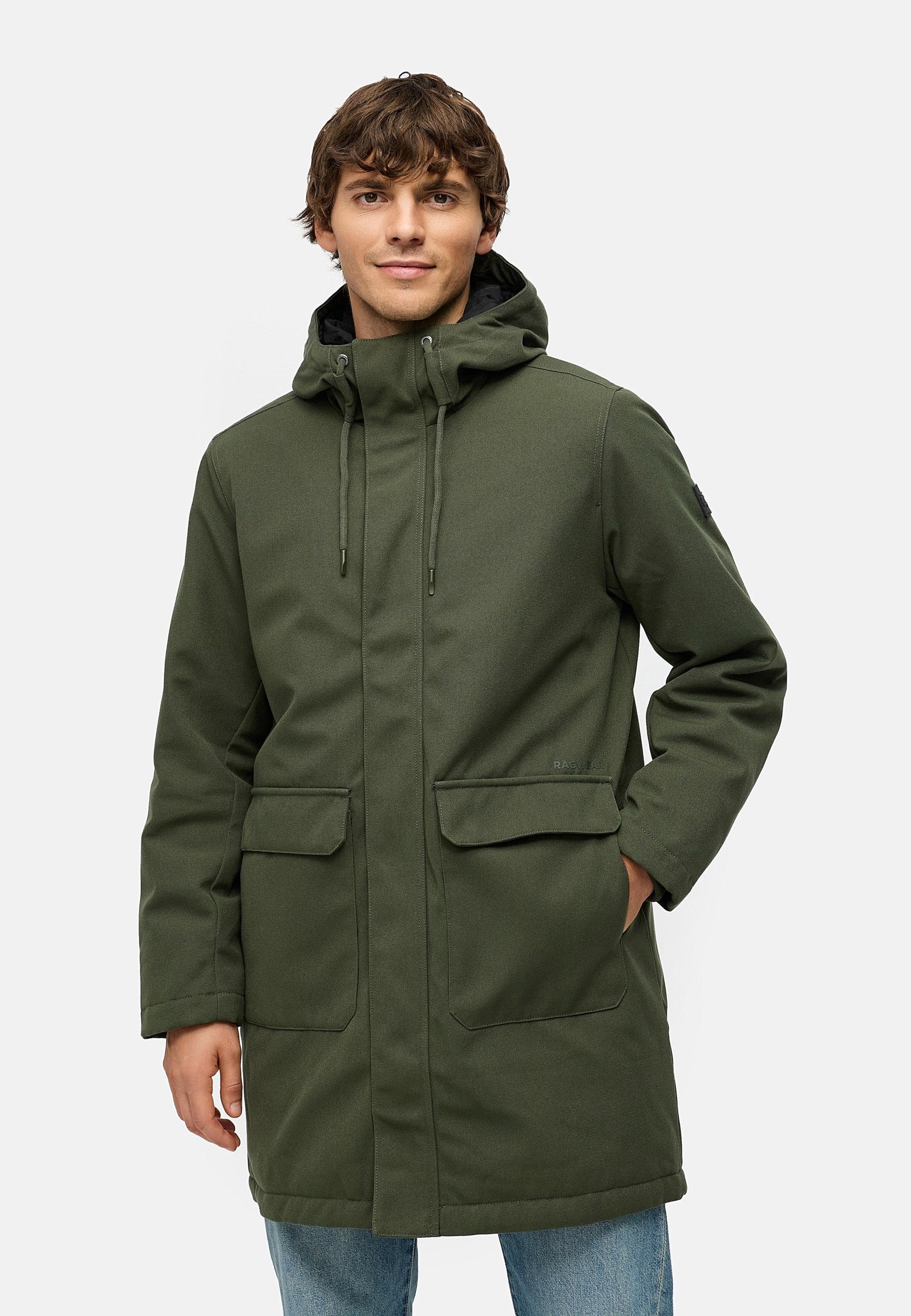 Ragwear Wintermantel »Mr Them Long« lange wasserdichte Herren Winterjacke mit Kapuze