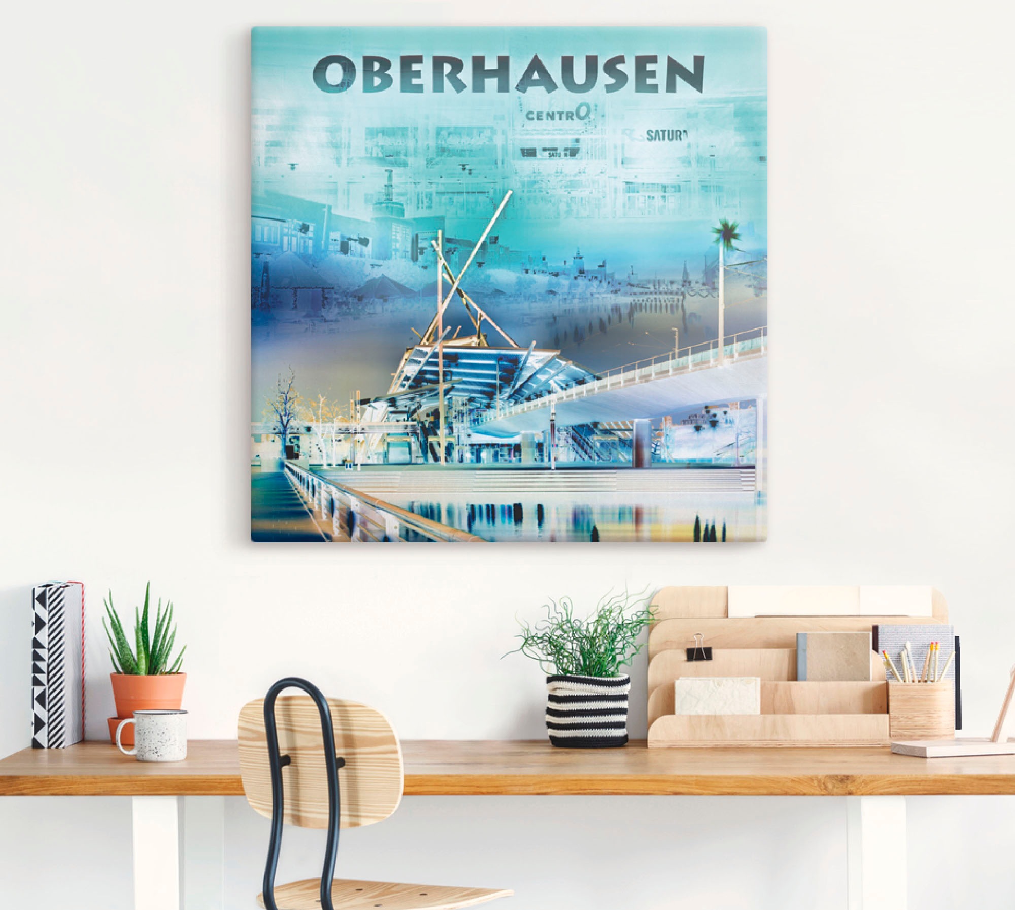 Artland Wandbild »Oberhausen Skyline Abstrakte Collage«, Deutschland, (1 St.), als Leinwandbild, Wandaufkleber oder Poster in versch. Größen