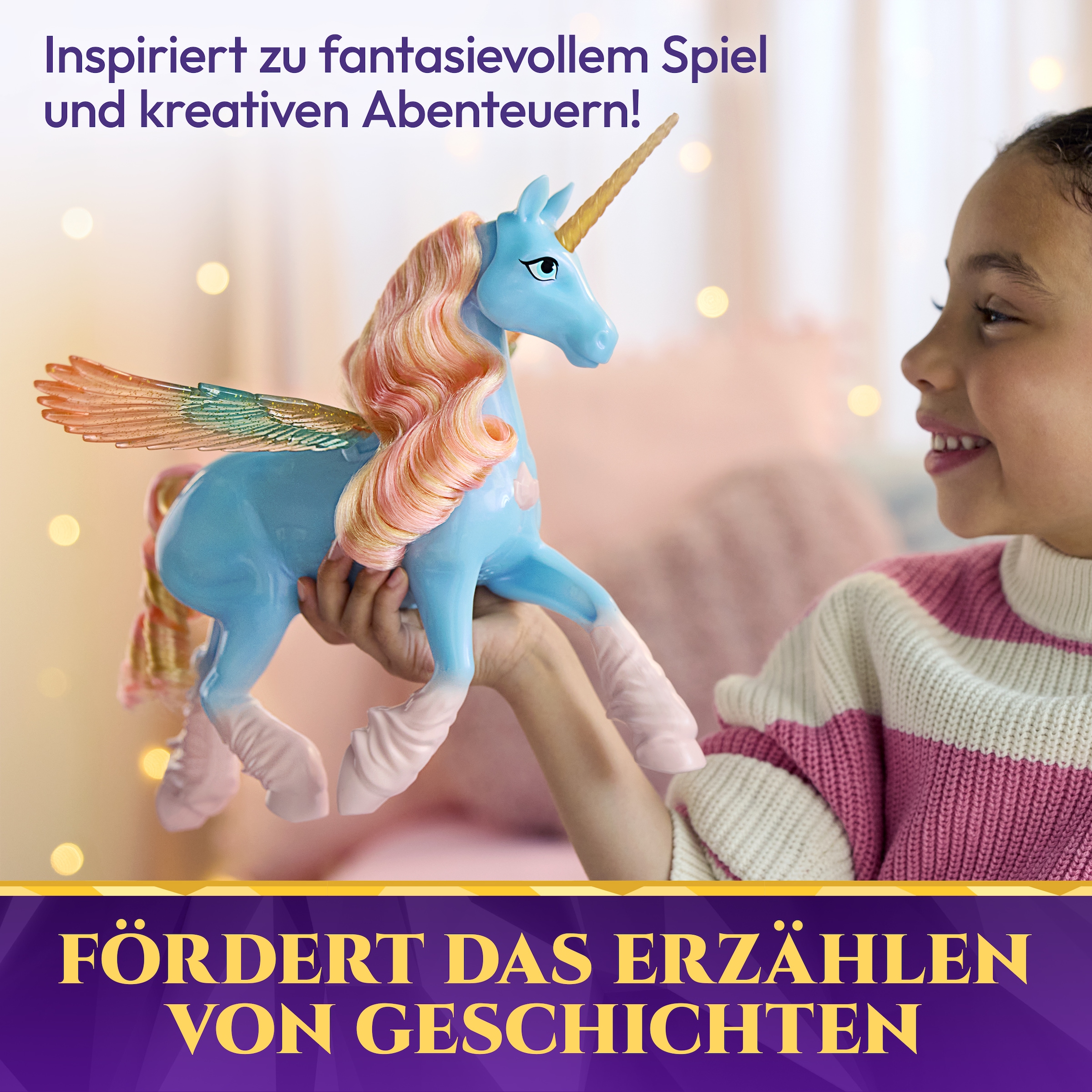 Spin Master Anziehpuppe »Unicorn Academy - Glow Magic Skywind, interaktives Einhorn« mit Licht und Sound
