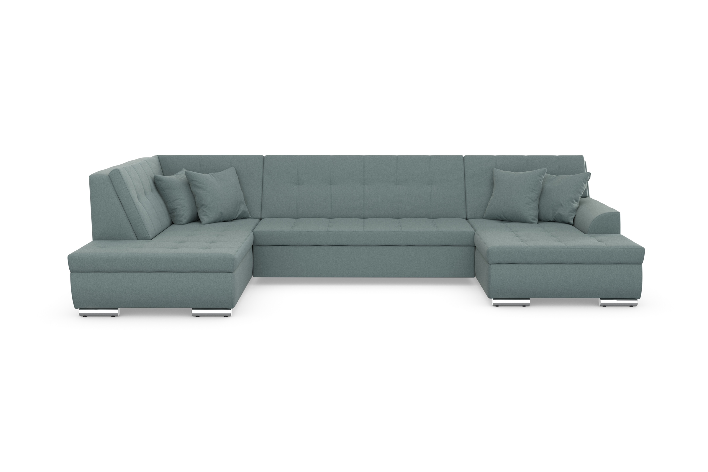 DOMO collection Wohnlandschaft "TREVISO inkl. Zierkissen, moderne Steppung, XXL: 364x201x83 cm" wahlweise mit Bettfunktion, in vielen Bezugsarten auch in Cord U-Form