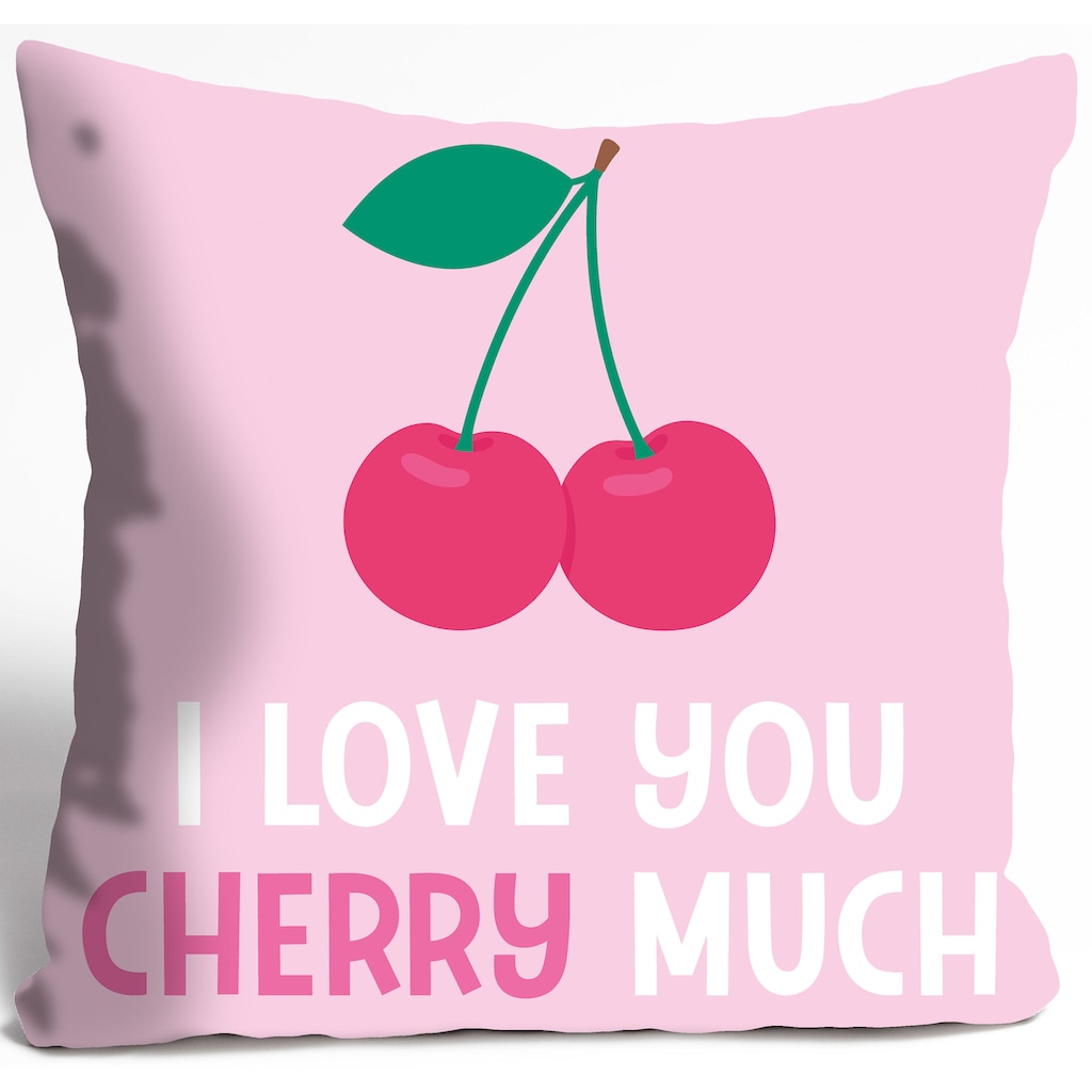 queence Dekokissen »I LOVE YOU CHERRY MUCH«, Kissenhülle ohne Füllung, 1 Stück