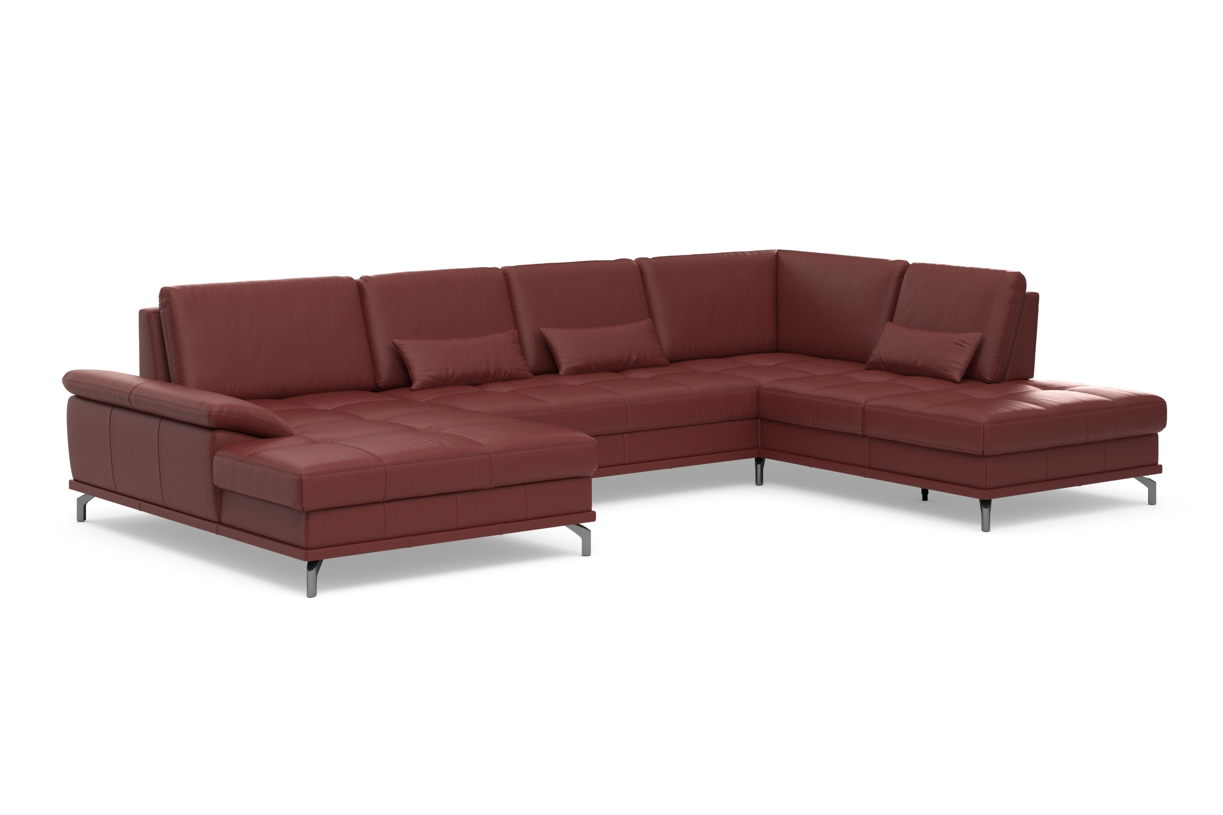 Places of Style Wohnlandschaft »Costello U-Form, mit Sitztiefenverstellung, Armteilverstellung und«, 3 Nierenkissen, optional Bettfunktion und Bettkasten