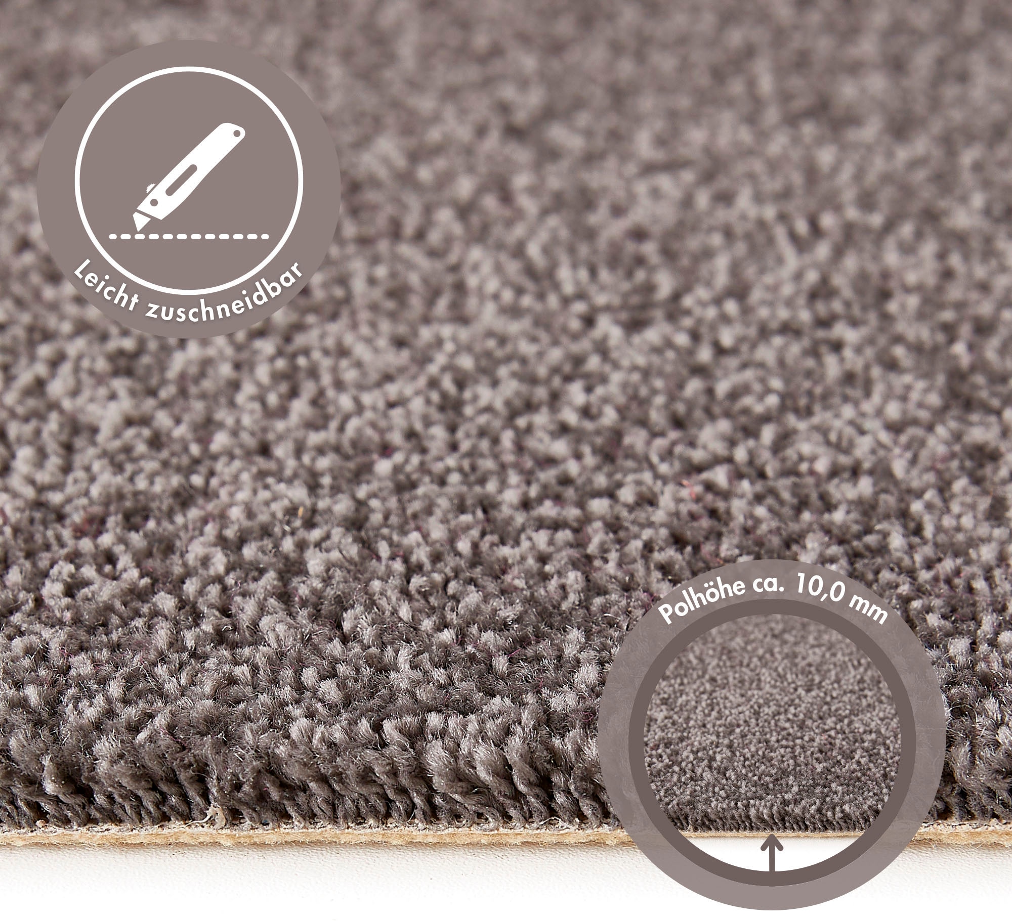 Andiamo Teppichboden »Sophie, Frisee-Velours, Made in Netherlands«, rechteckig, 4,5 mm Höhe, Uni Farben, Breite 400 cm oder 500 cm, strapazierfähig & pflegeleicht