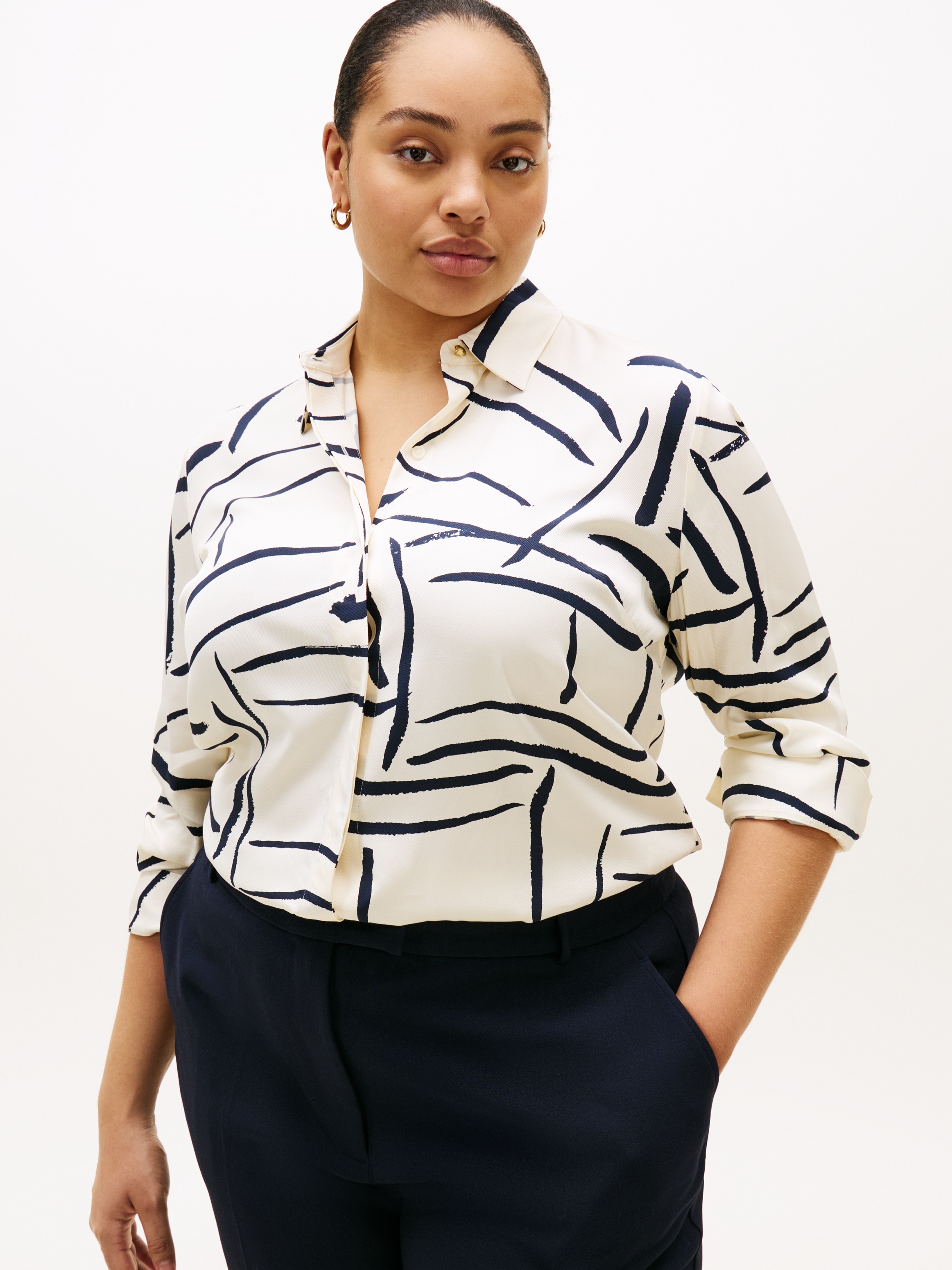 Tommy Hilfiger Curve Hemdbluse »CRV VIS TWILL BUTTON UP SHIRT« in großen Größen