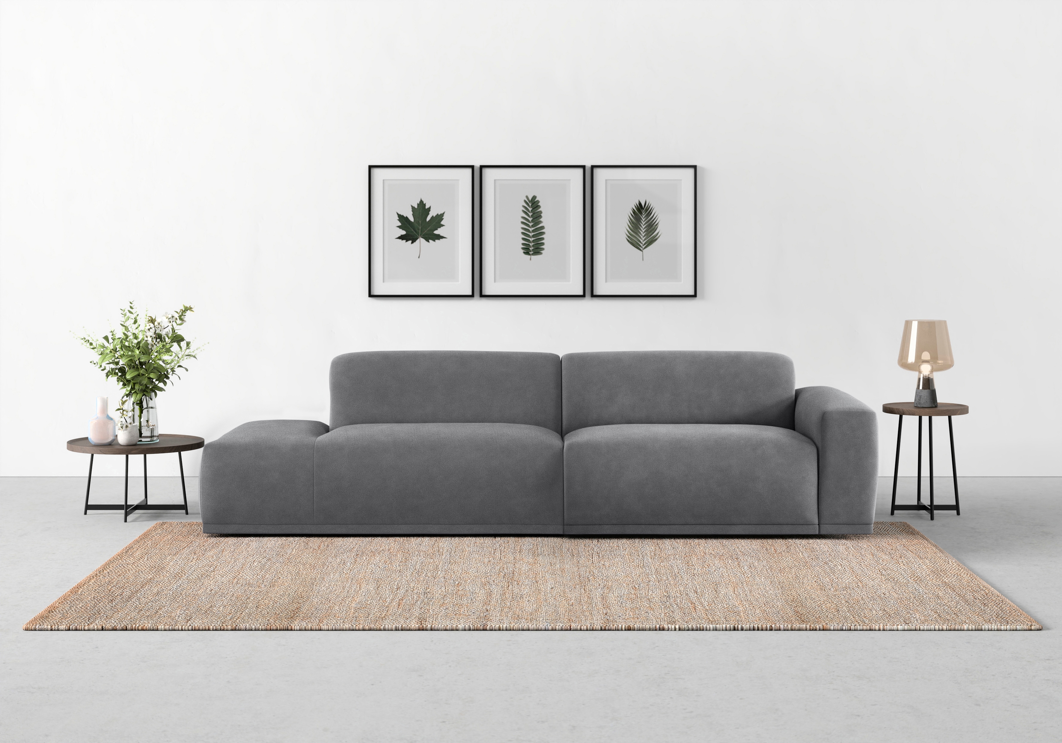 TRENDMANUFAKTUR Big-Sofa "Braga, mit hochwertigem Kaltschaum, Megasofa, Japandi-Design" modernes Big-Sofa, Couch mit hohem Sitzkomfort, 277/72/107 cm (B/H/T)