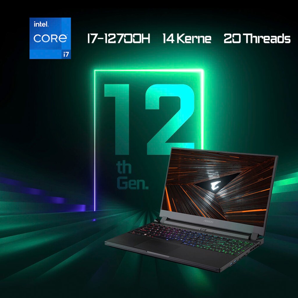 Gigabyte Gaming-Notebook »AORUS 5 SE4-73DE314SH«, 39,62 cm, / 15,6 Zoll, Intel, Core i7, GeForce RTX 3070, 1000 GB SSD