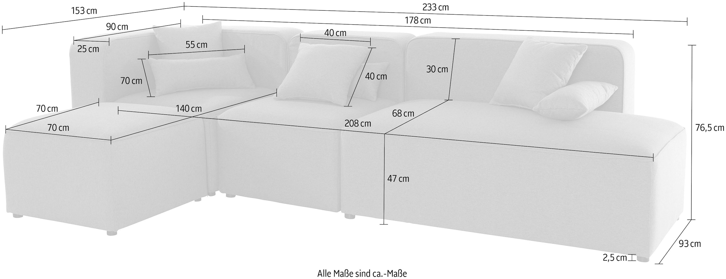 andas Ecksofa »Sundstrup L-Form«, Modulserie, individuelle Zusammenstellung