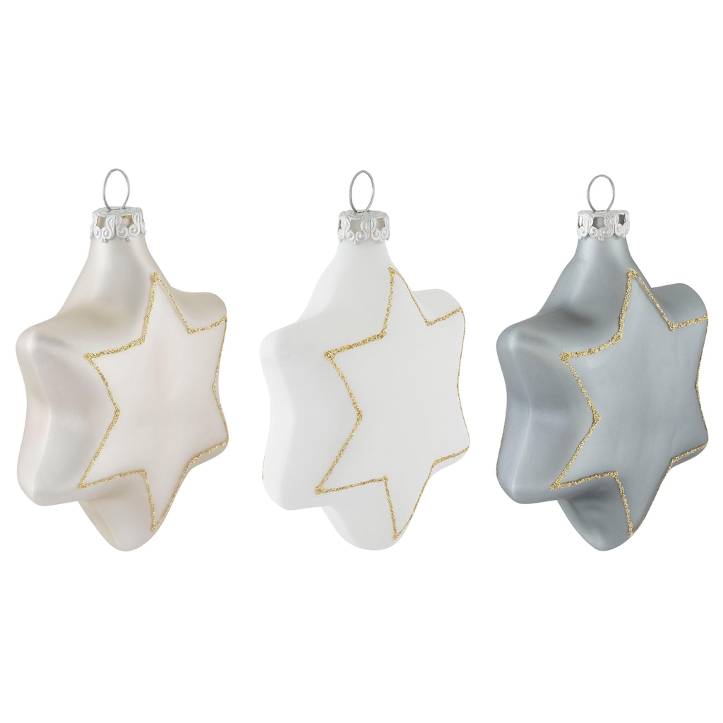 Thüringer Glasdesign Christbaumschmuck »White Elegance, Weihnachtsdeko, Christbaumschmuck«, (Set, 3 tlg.)