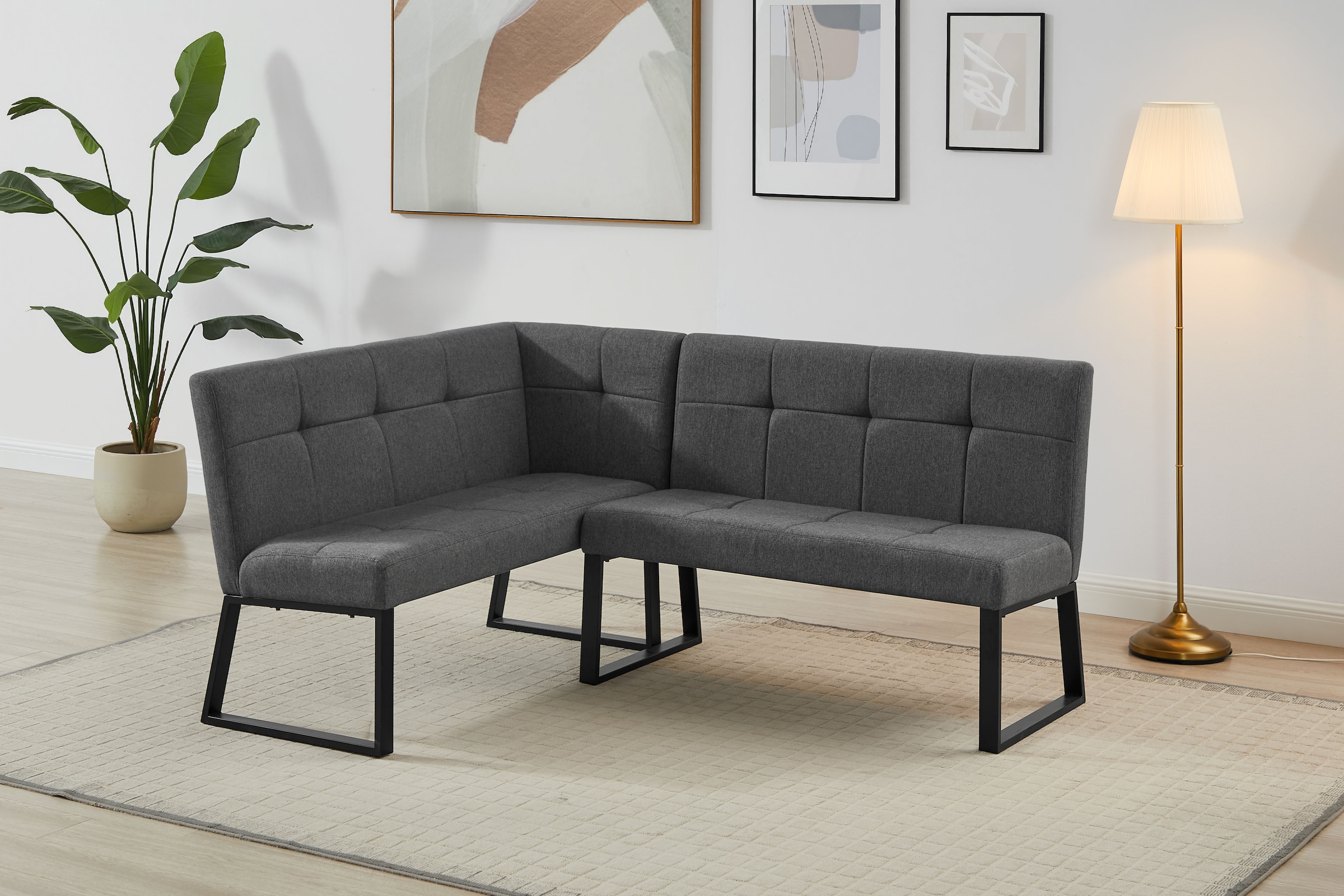 OTTO home Eckbankgruppe »Geranie, Sitzgruppe, Eckbank inkl. Stauraum, Esstisch, 2 Freischwinger« Set, Eckbank inkl. Stauraum wahlweise links und rechts montierbar, 4 tlg. tlg. mit und ohne Stauraum wählbar