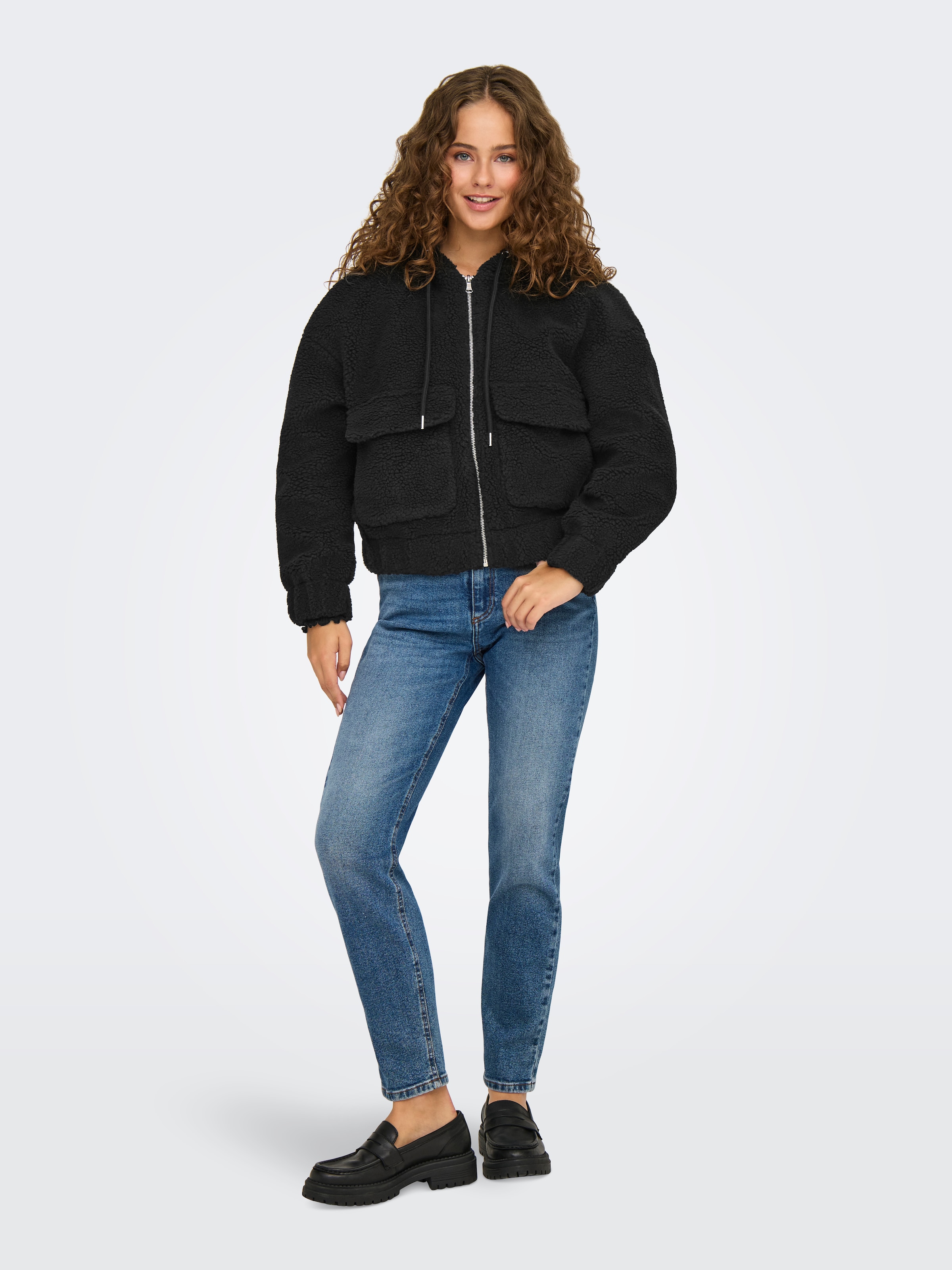ONLY Fleecejacke »ONLTANJA TEDDY HOOD JACKET OTW NOOS«, mit Kapuze