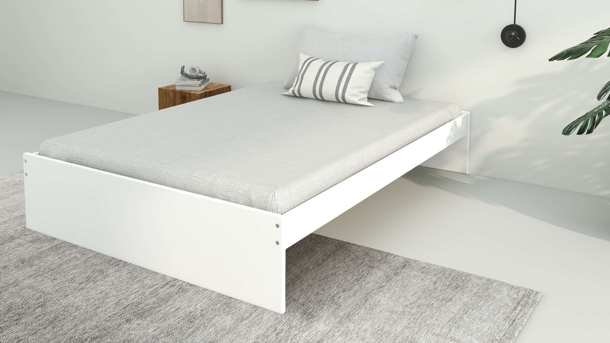 OTTO home Bett »Magdala, Futonbett, schlichtes Design, Top Qualität«, (Breite/ Belastbarkeit: 120cm/200 KG, 90cm/ 100KG), aus robustem MDF, Breite Liegefläche 140 cm, Bettkasten optional