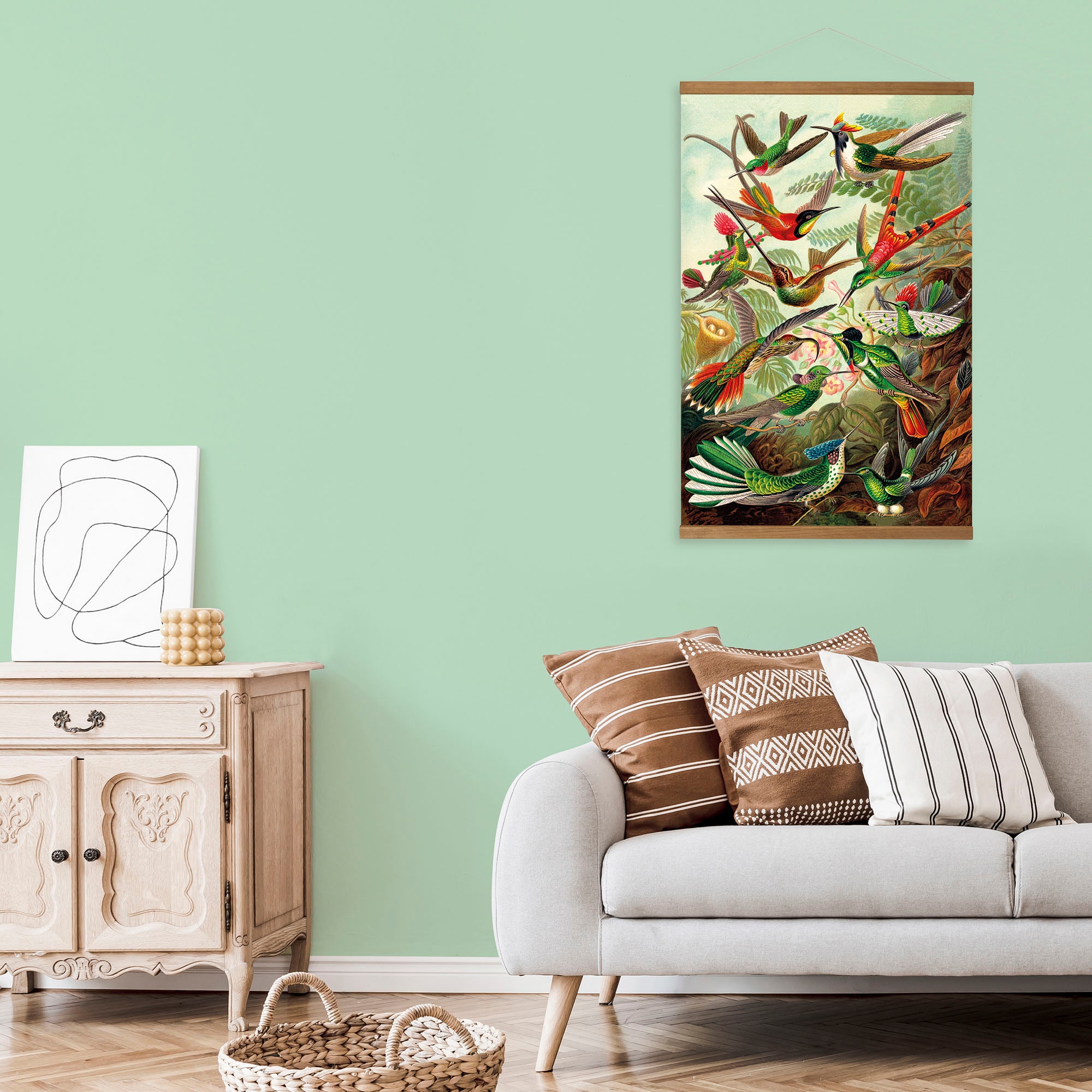 Leinwandbild »Hummingbirds«, (1 St.), Luxus Kakemono Leinen Wandposter 80x60cm