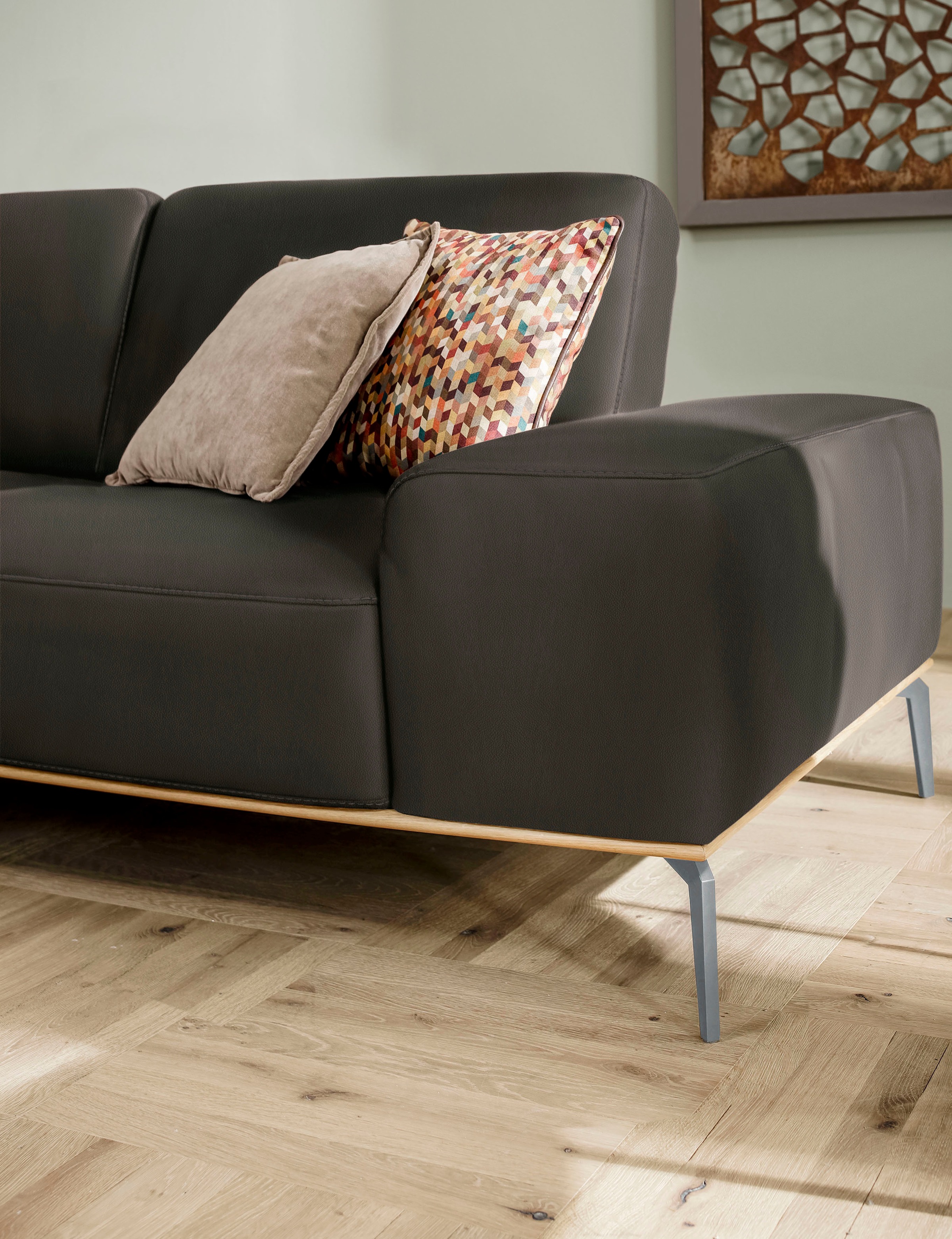 W.SCHILLIG Ecksofa »run, Designsofa mit tollem Sitzkomfort, bequem, L-Form«, mit elegantem Holzsockel, Füße in Silber matt, Breite 319 cm