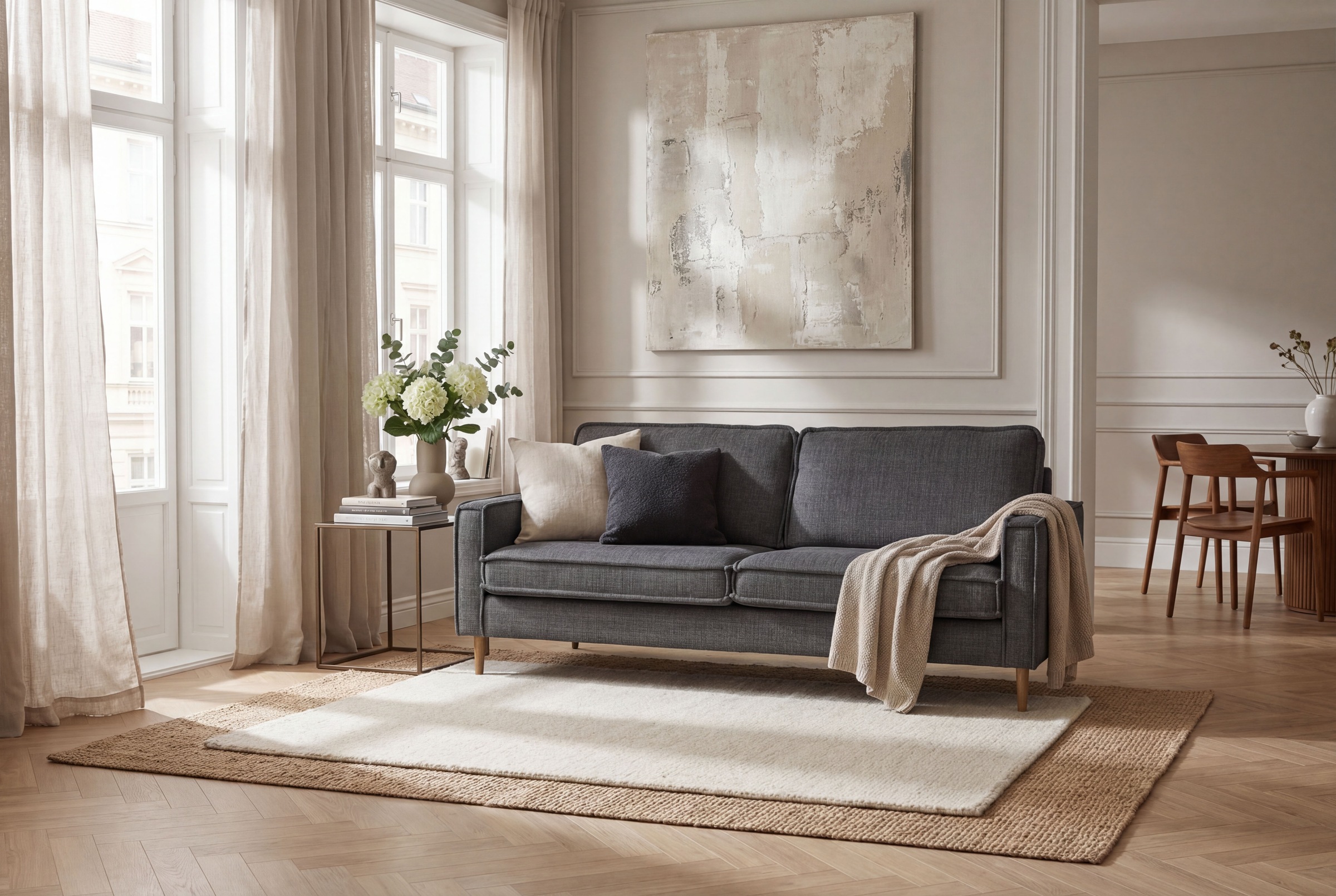 Home affaire 3-Sitzer "Pinto Skandi, 206 cm, Chenille, Struktur" mit Keder, günstig online kaufen