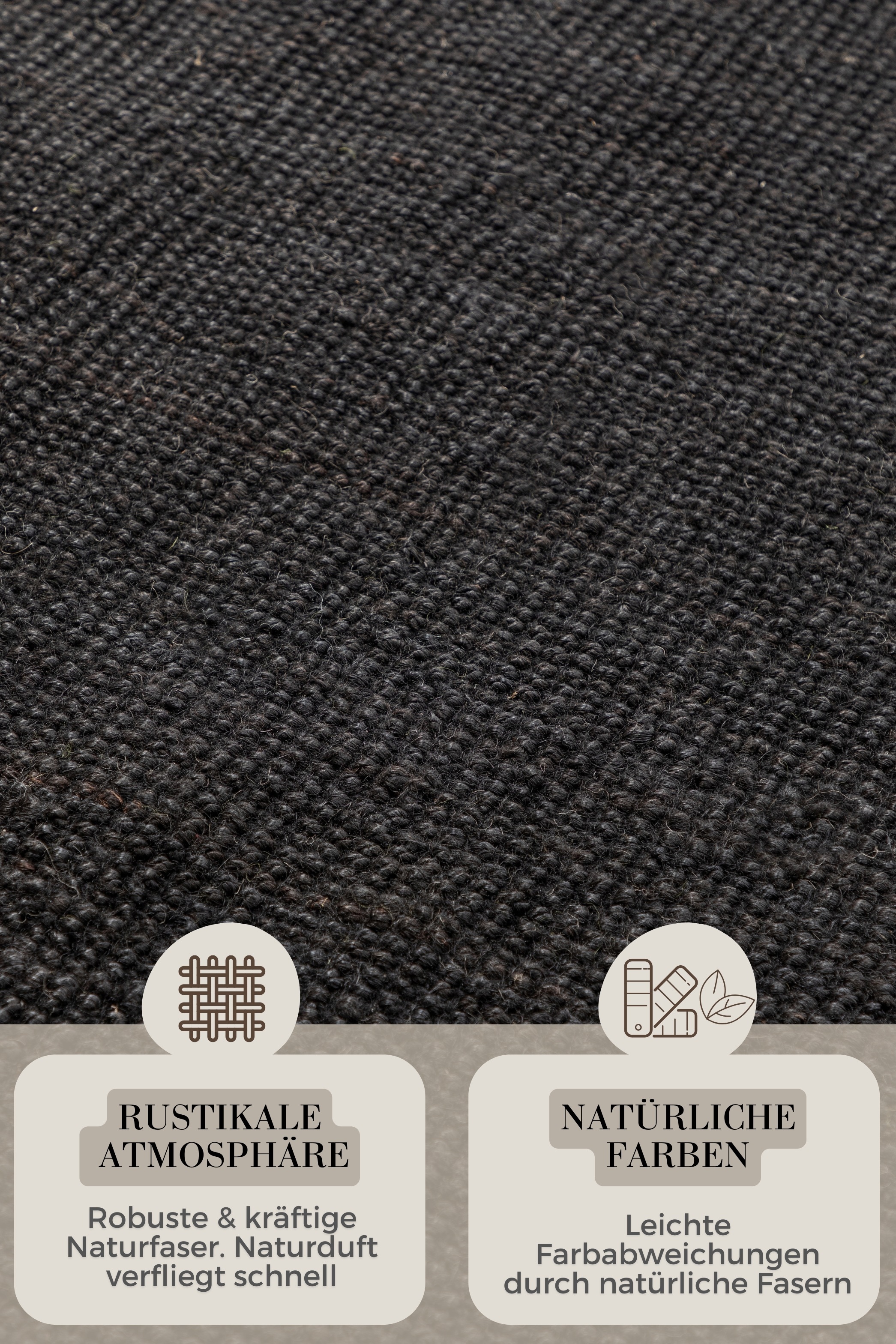 Teppich HANSE HOME "Jaipur Juteteppich, als Läufer und in Rund", schwarz, B:80cm H:10mm L:150cm, Jute, Teppiche, Teppich, 100% Naturfaser, Wohnzimmer, Esszimmer, Schlafzimmer, GRS 3