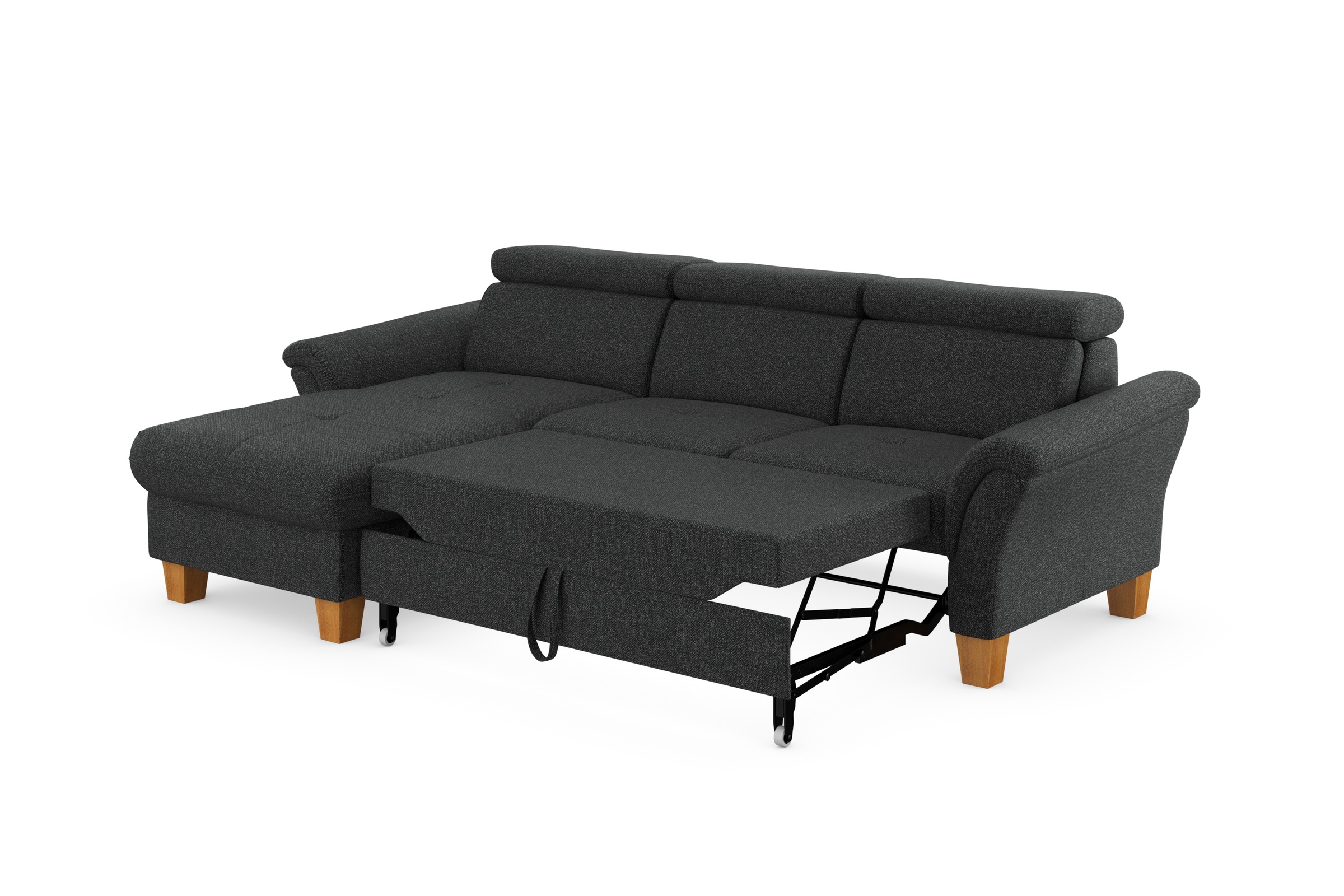 Home affaire Ecksofa »Lindgren L-Form«, wahlweise mit Bett mit klappbaren Rollen, Kasten und Kopfverstellung