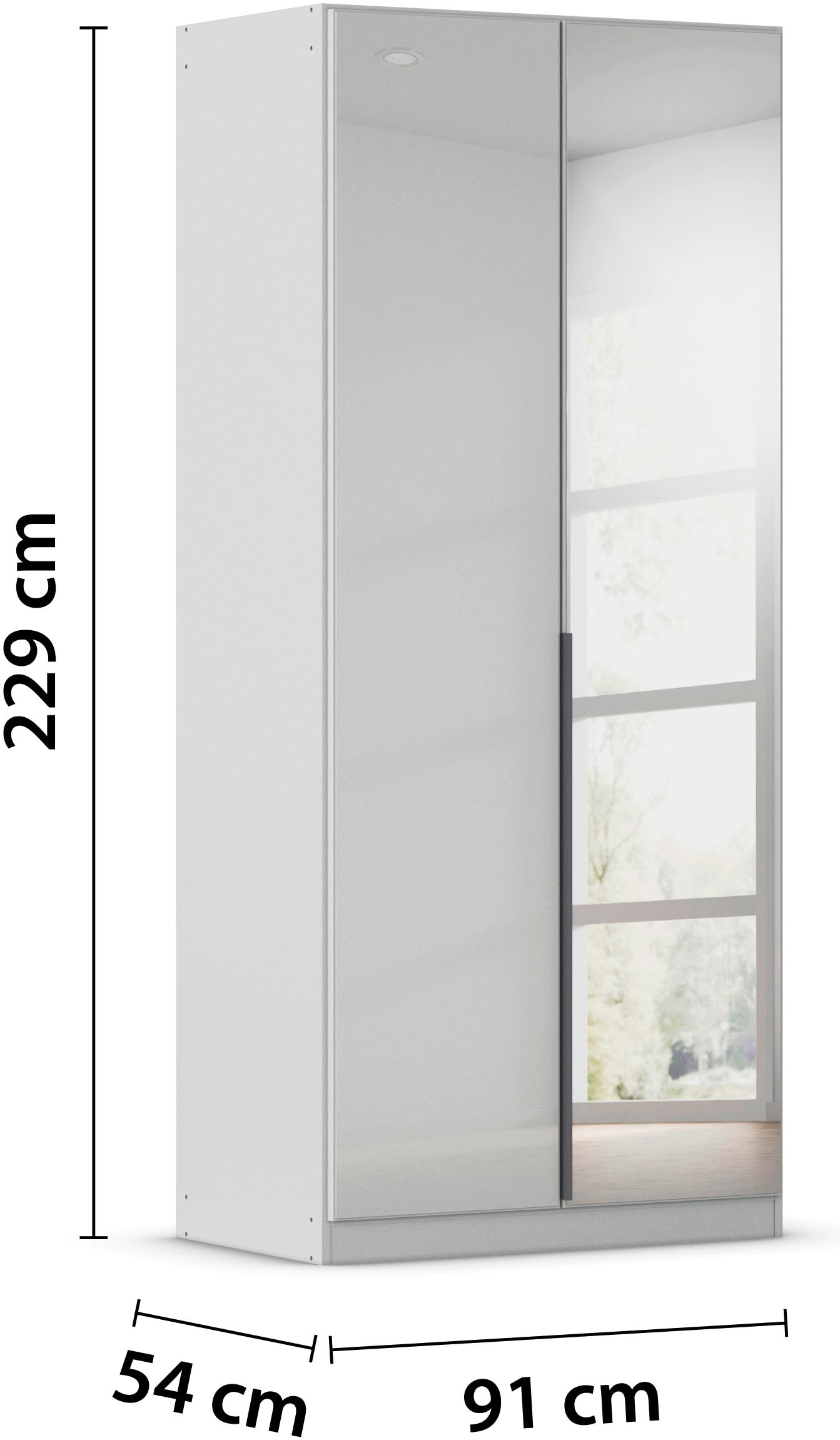 rauch Drehtürenschrank »Kleiderschrank Kleiderschränke Schrank Garderobe AGORDO mit Glasfront«, (in zwei Griff-Farben), durchdachte Innenausstattung, in 6 Breiten und 2 Höhen MADE IN GERMANY