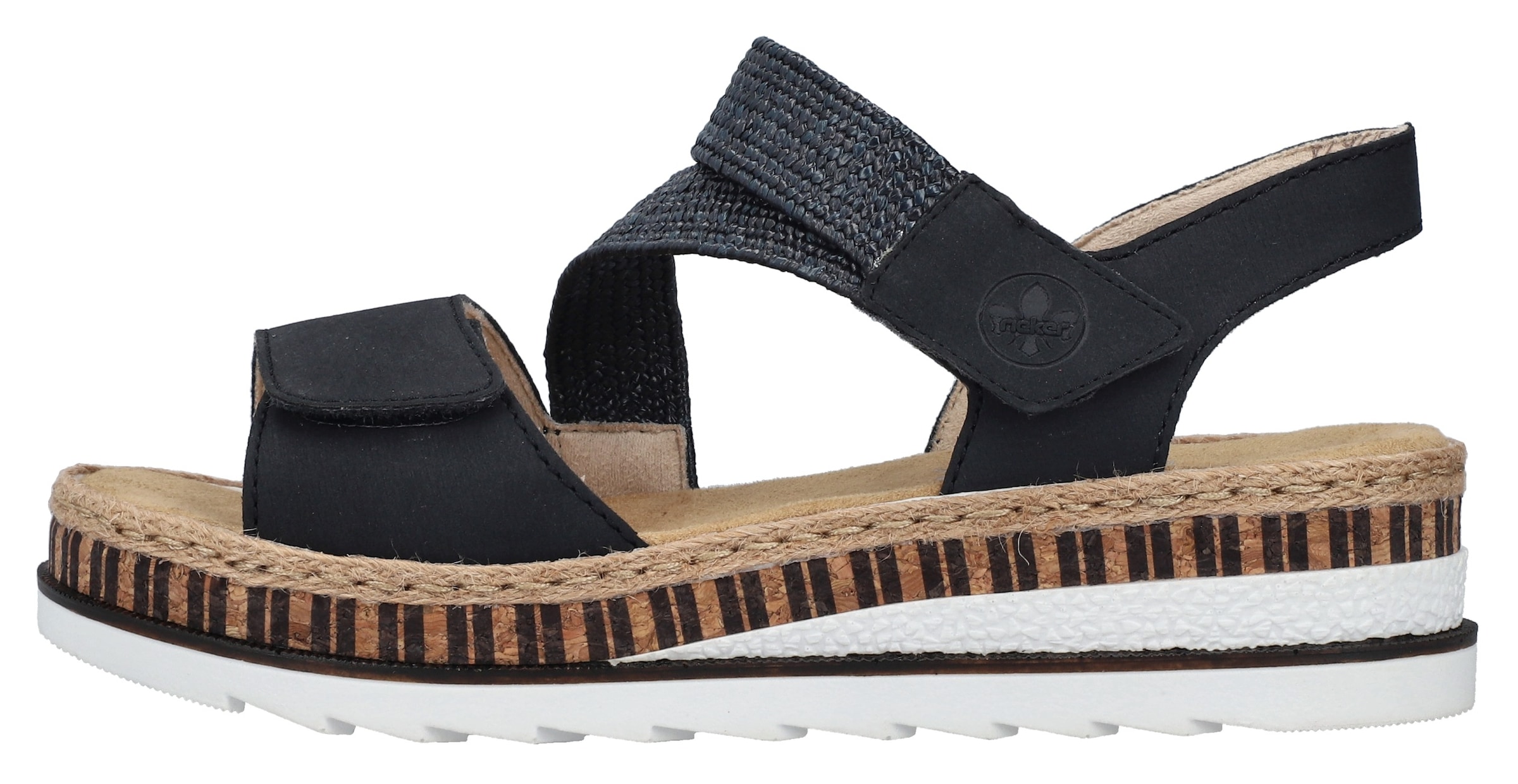 Rieker Keilsandalette, Riemchensandale, Sommerschuh, Urlaubschuh mit Klettriemchen