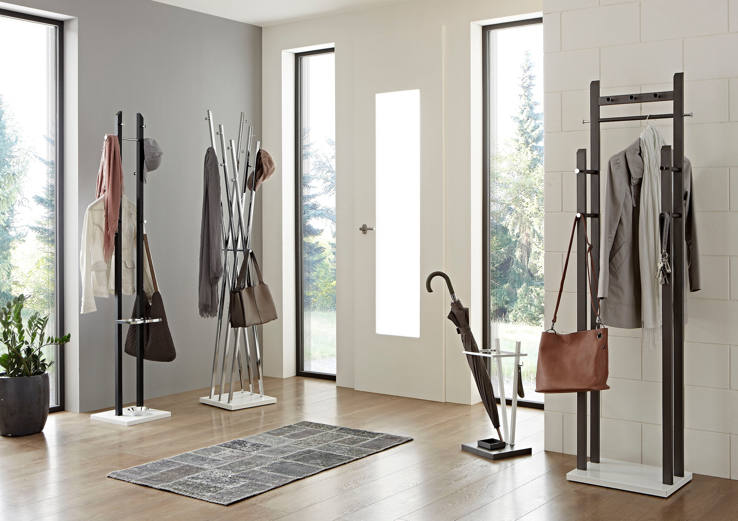 HAKU Garderobenständer »Kleiderständer, Standgarderobe« quadratisch - aus Metall Silber - B/T/H 35/35/186 cm