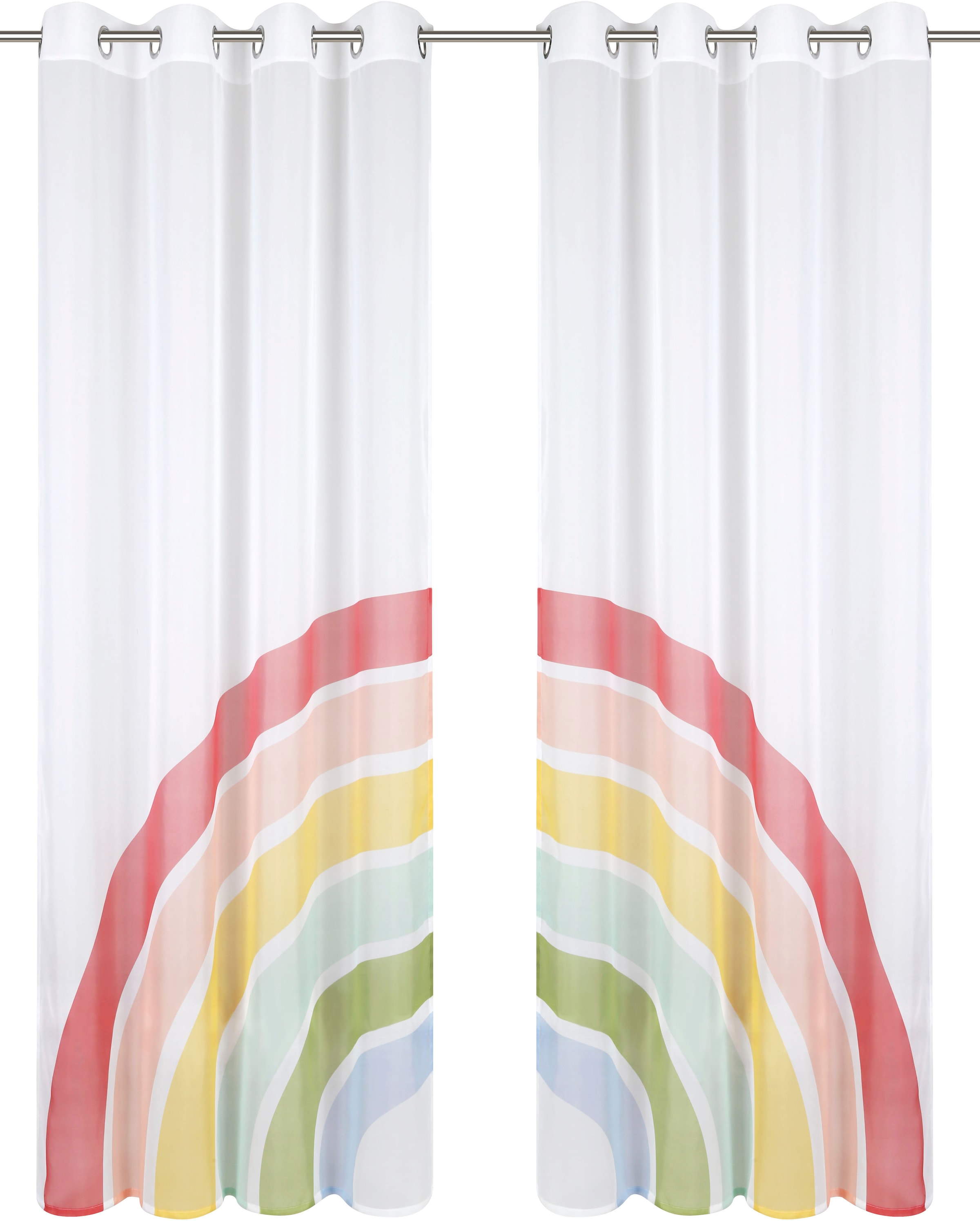 Lüttenhütt Gardine »Regenbogen«, (2 St.), Kindergardine,bedruckt, gewebt,  transparent, 2-er Set | BAUR