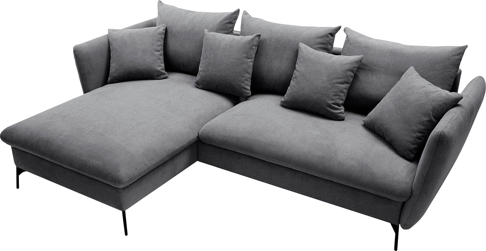 andas Ecksofa »LIVORNO,258 cm, L-Form,«, Schlaffunktion u. Bettkasten (139/224cm), Samt, Struktur, Webstoff