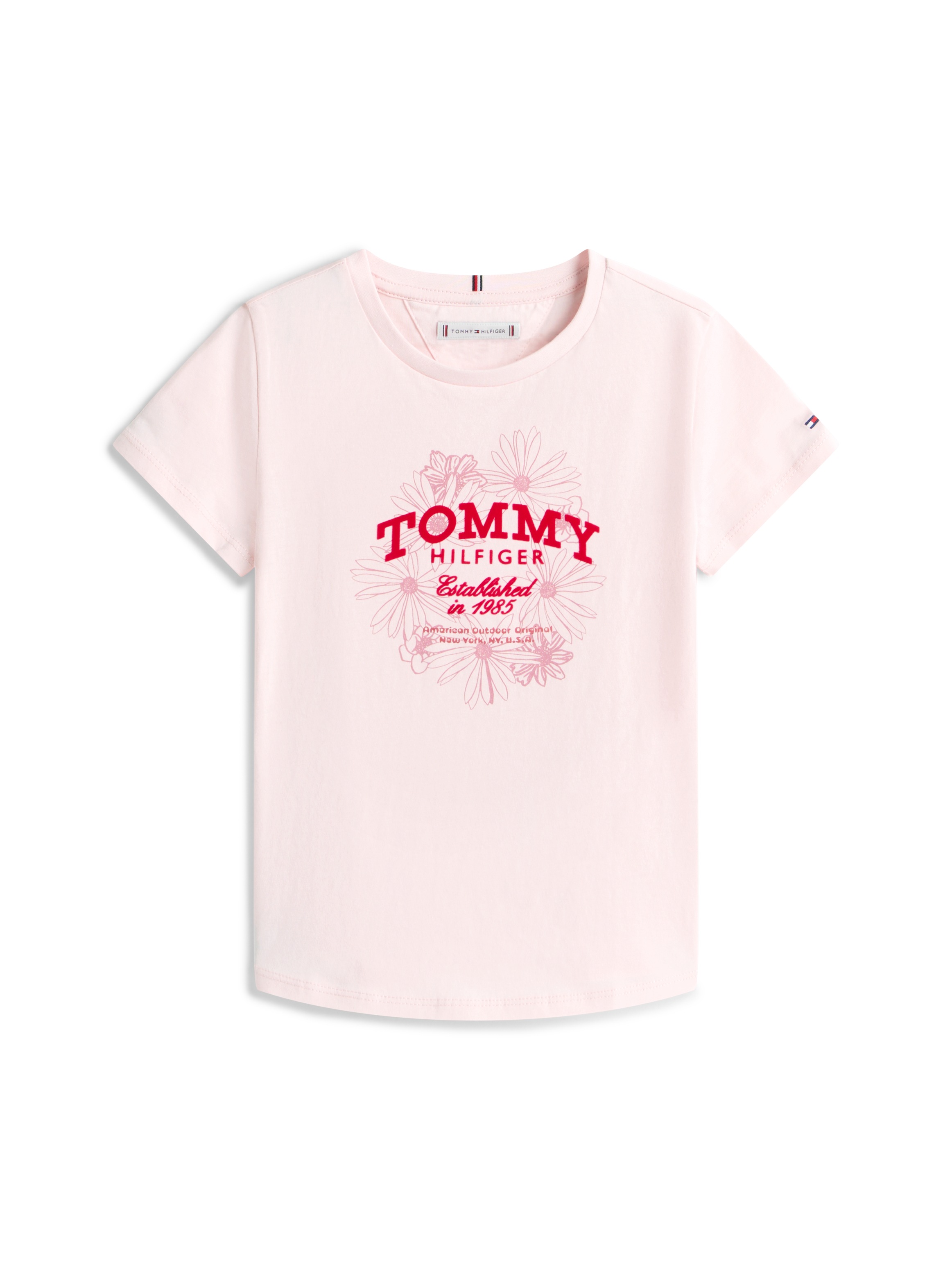 T-Shirt TOMMY HILFIGER, Mädchen, Gr. 8 (128), duchess pink, Single Jersey, Obermaterial: 100% Baumwolle, unifarben, regular fit normal, Rundhals, eingesetzt abgesteppte Kante, Shirts T-Shirt, Regular fit, Kinder bis 16 Jahre 5