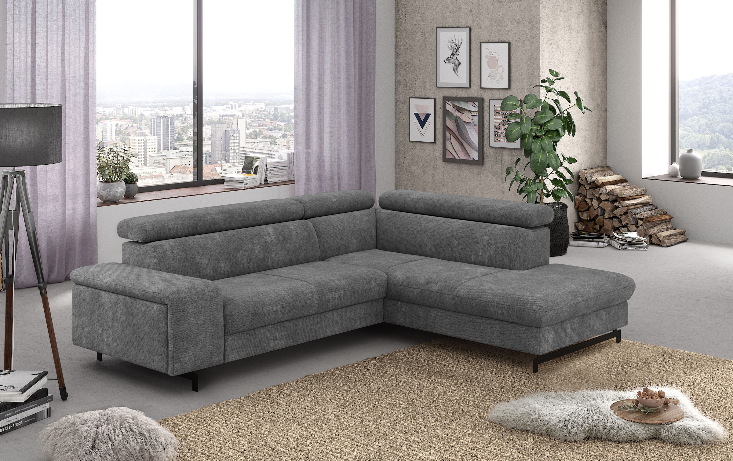 COTTA Ecksofa "Emma L-Form, B: 262 cm" mit Kopfteilverstellung, optional Schlaffunktion & Bettkasten