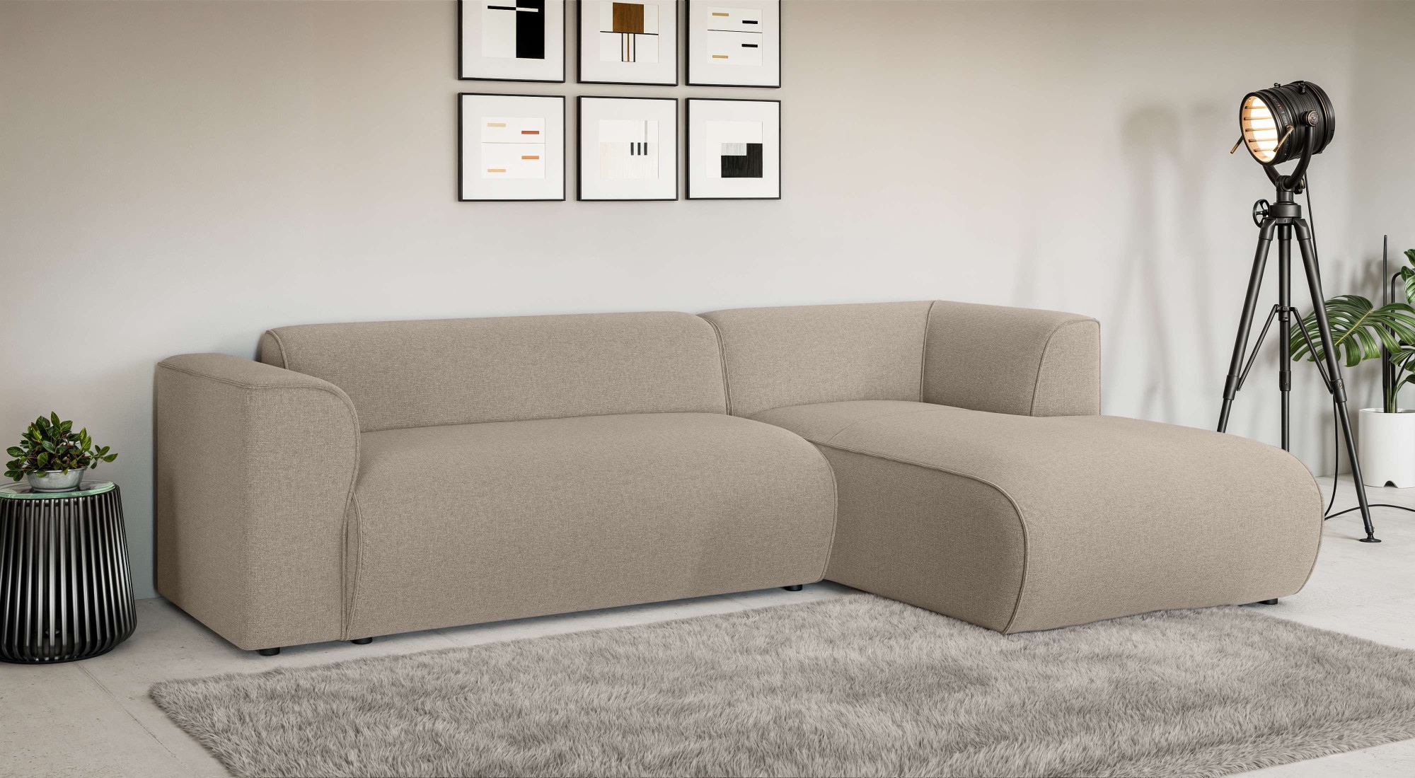 Ecksofa HOME AFFAIRE "GENTON L-Form (257 cm), zeitlos & stilvolles Design", beige, B:257cm H:78cm T:161cm, 100% Polyester, Sofas, Ecksofa, Aufwendig gepolstert, in Cord, Chenille und Struktur 6