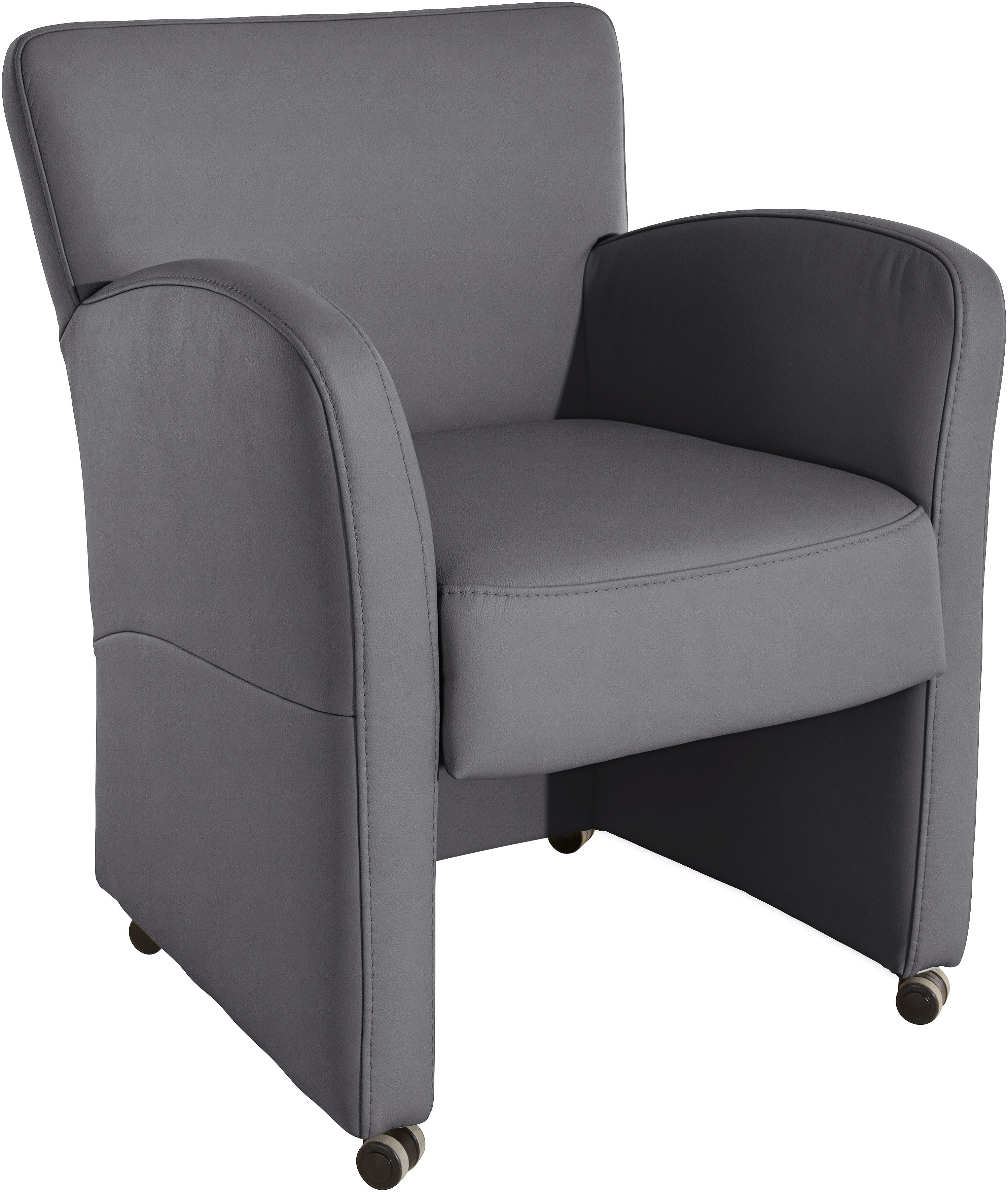 exxpo - sofa fashion Sessel "Cortado, Loungesessel auf Rollen, schmale Armlehnen, bequem" hohe Bodenfreiheit, schöne Detailverarbeitung
