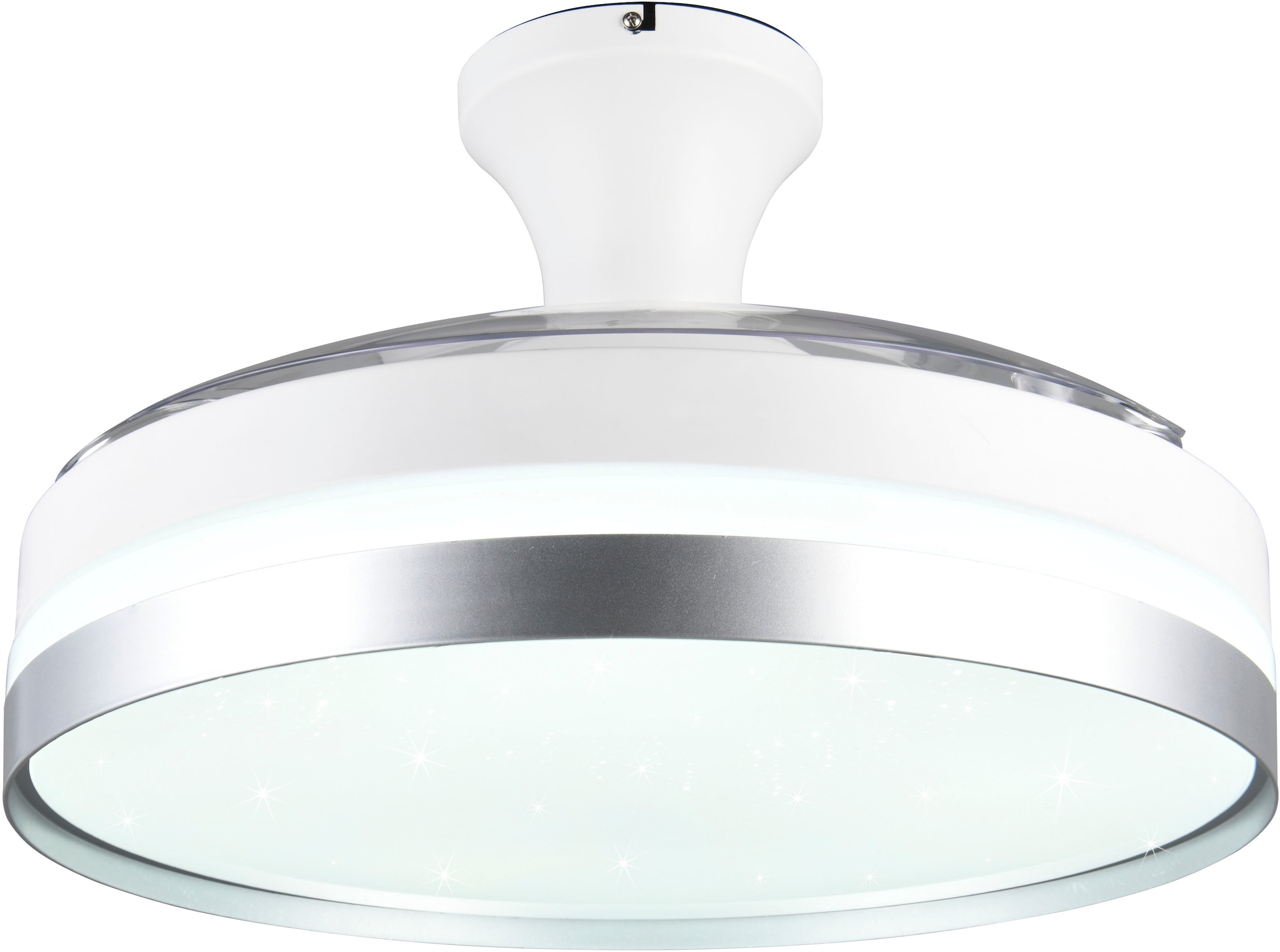 REALITY Leuchten LED Deckenleuchte »LINDBERG Deckenventilator mit Beleuchtung, Rotor einklappbar, 6 Stufen«, 1 flammig, Leuchtmittel LED-Board | LED fest integriert, LED Ventilator mit Fernbedienung dimmbar Memory Nachtlicht Starlight