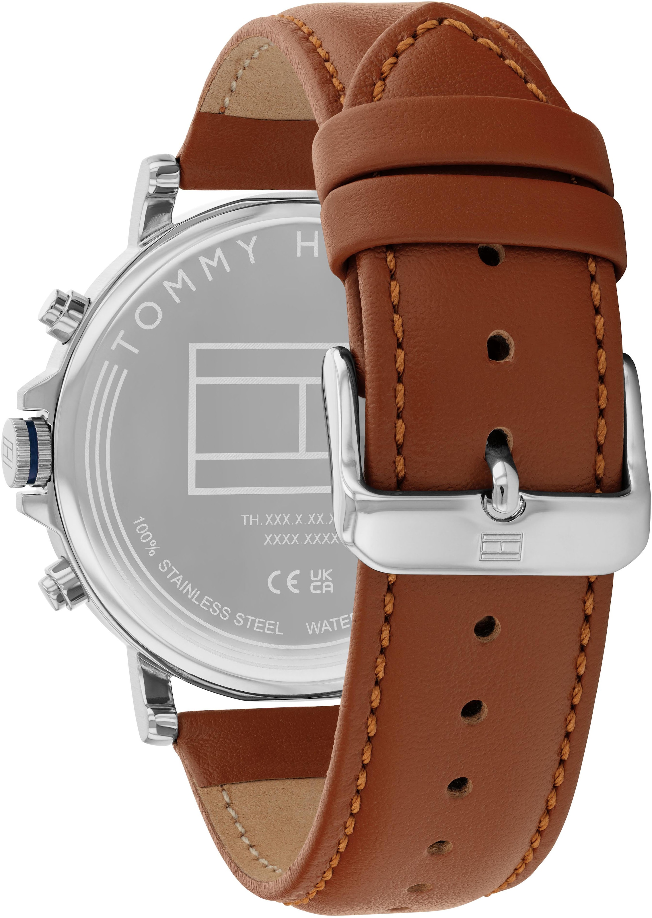 Tommy Hilfiger Multifunktionsuhr »TYSON«, Quarzuhr, Armbanduhr, Herrenuhr, Lederarmband, analog
