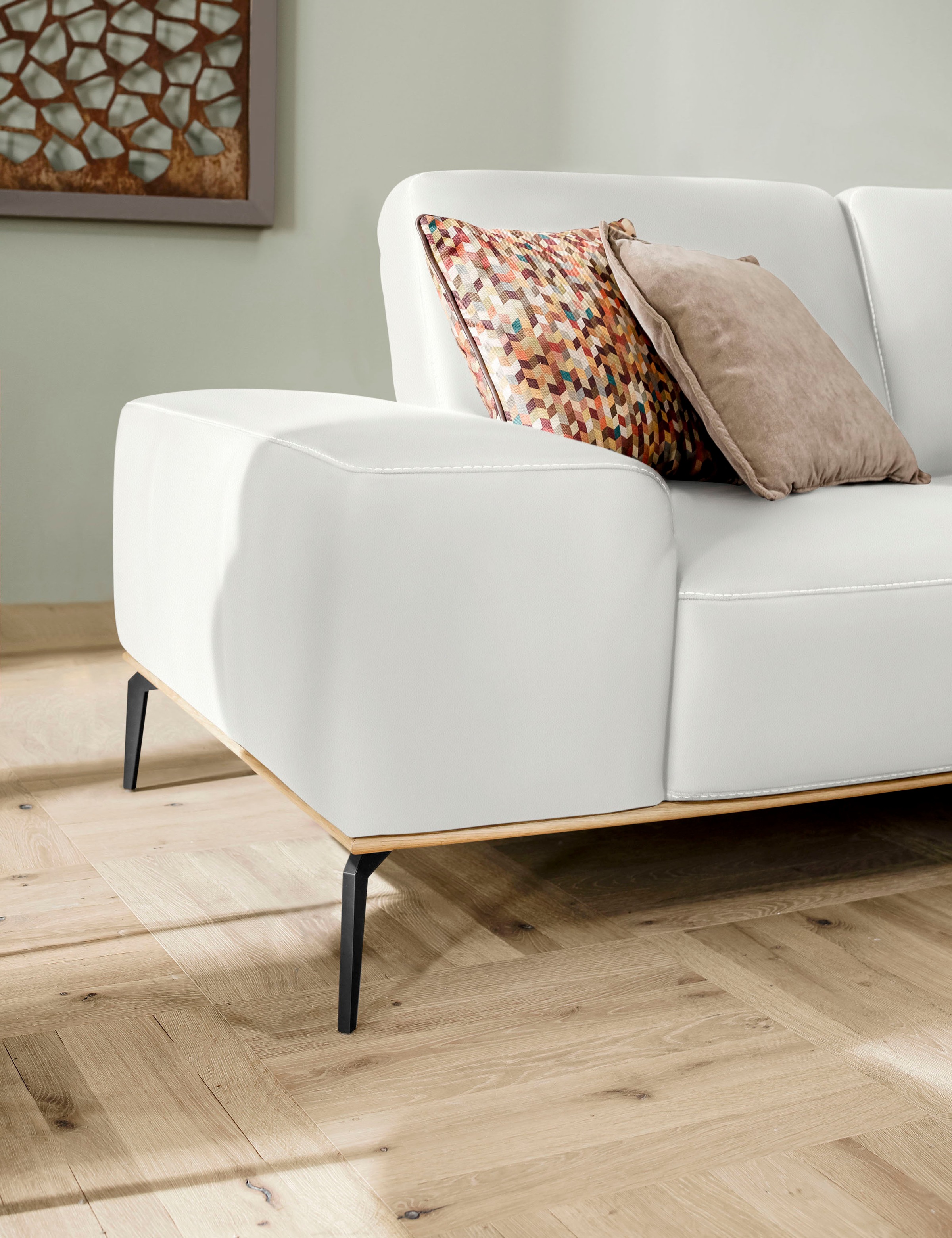 W.SCHILLIG Ecksofa »run, Designsofa mit tollem Sitzkomfort, bequem, L-Form«, mit Holzsockel, Füße in Schwarz pulverbeschichtet, Breite 279 cm