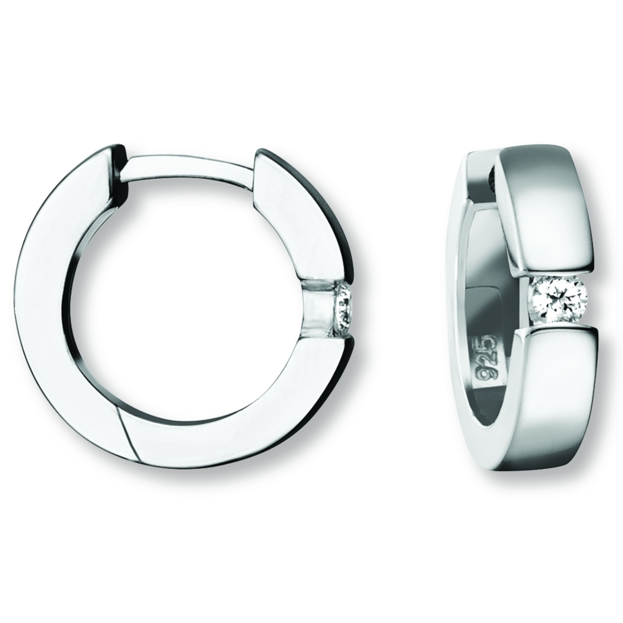 Paar Creolen ONE ELEMENT "Zirkonia Ohrringe Creolen aus 925 Silber Ø 15,6 x 3,7 mm", silber, Ohrringe, Damen, Damen,mit Zirkonia, Silber 925 (Sterlingsilber), Feine Gestaltung – ein Sinnbild mit ruhiger Eleganz