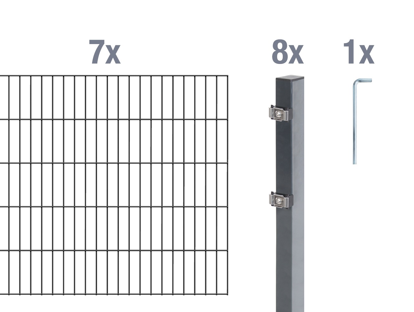 Alberts Doppelstabmattenzaun "Grundset" Höhe: 80-200 cm, Gesamtlänge: 4-30 m, zum Einbetonieren