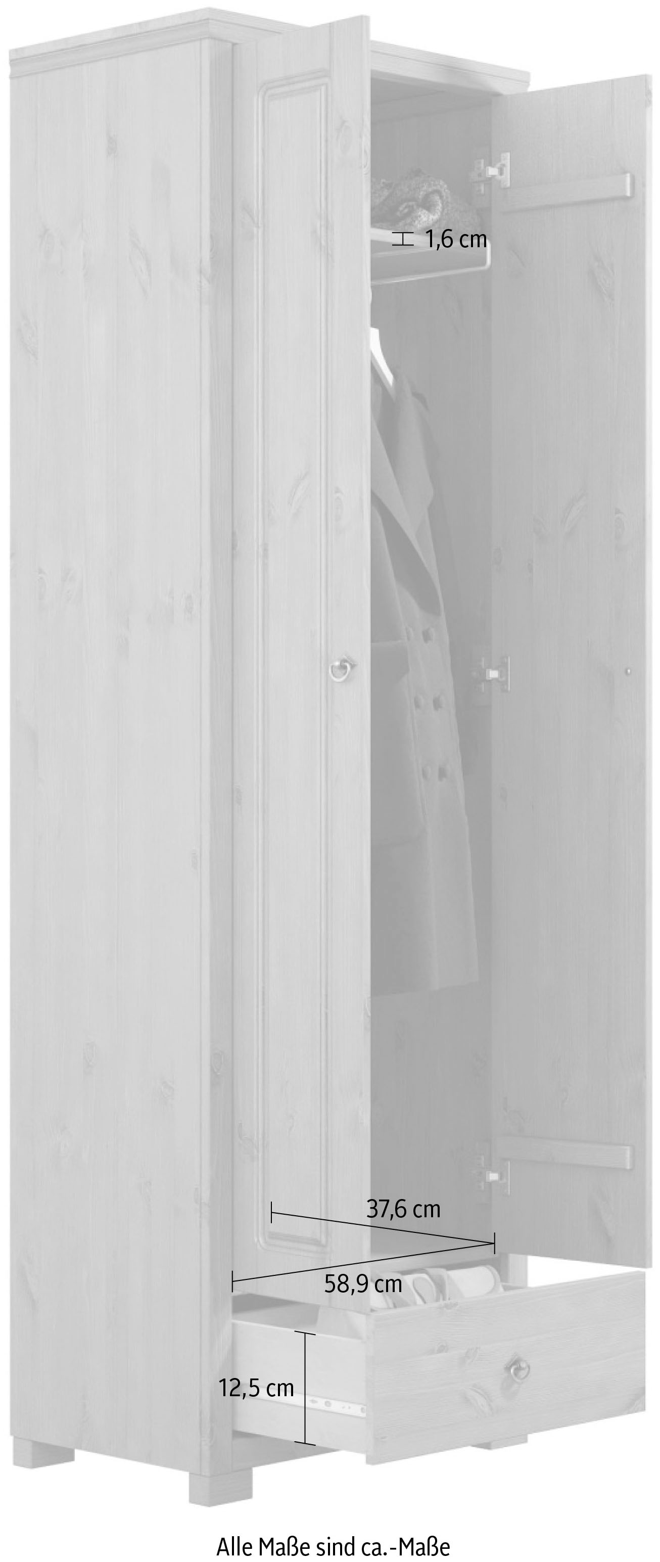 Home affaire Garderobenschrank »Gotland, Drehtürenschrank, Garderobe« aus massiver Kiefer, FSC®-zertifiziert, Höhe 193 cm