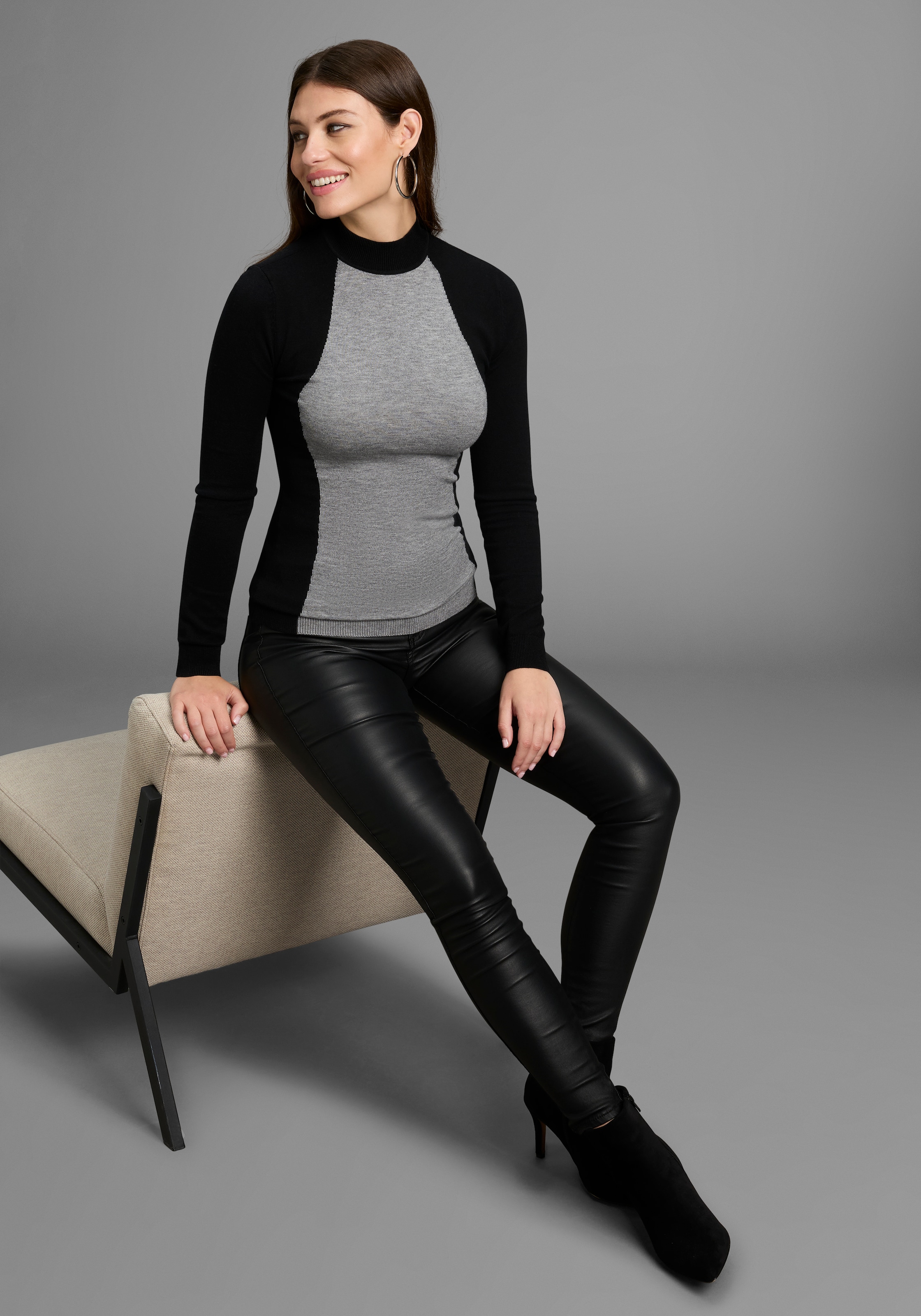 Bruno Banani Rollkragenpullover, figurschmeichelndes Colorblocking - NEUE KOLLEKTION