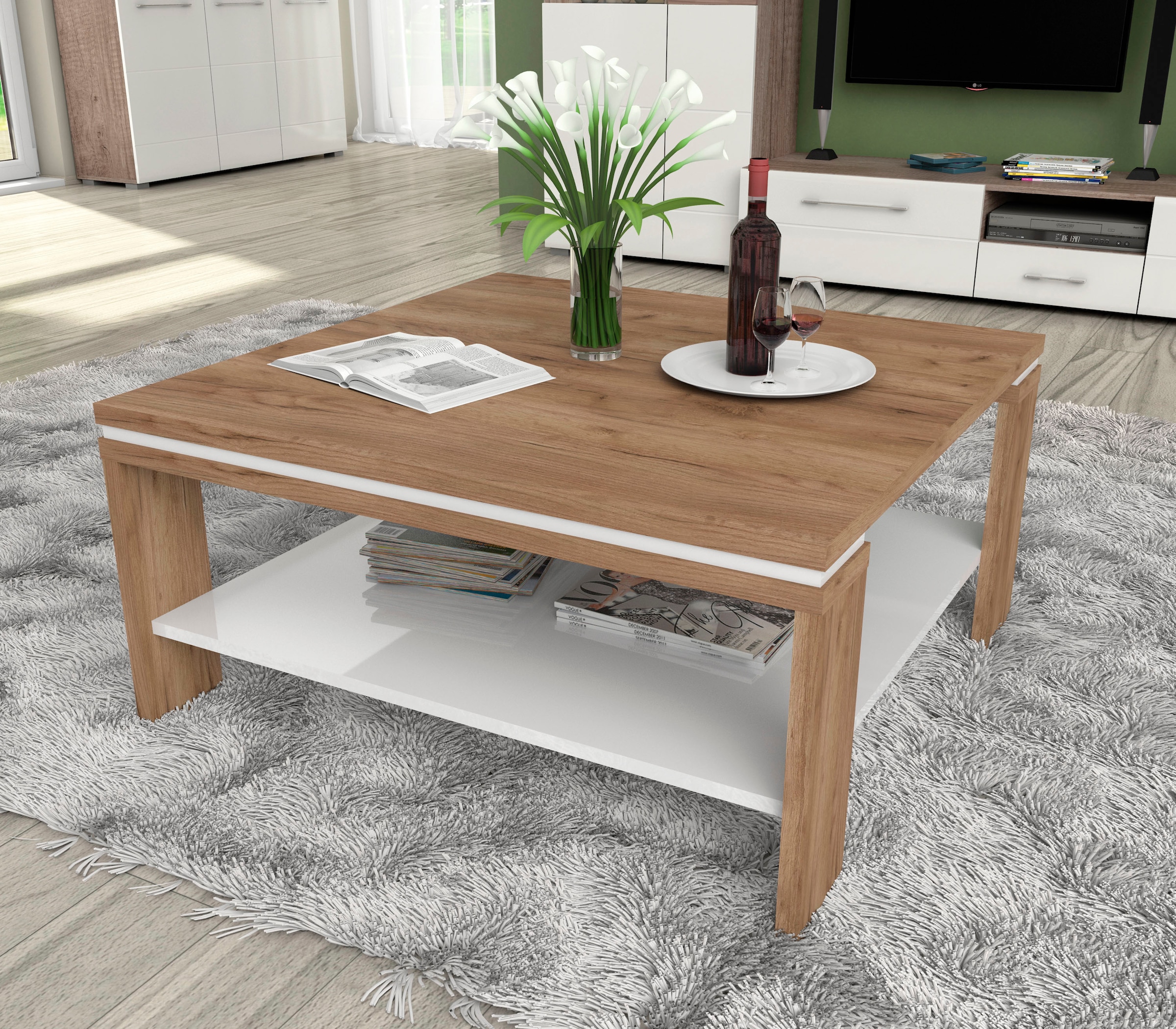 Places of Style Couchtisch "Stela", (H/B/T): 44,6/90/88cm), mit Ablageboden günstig online kaufen
