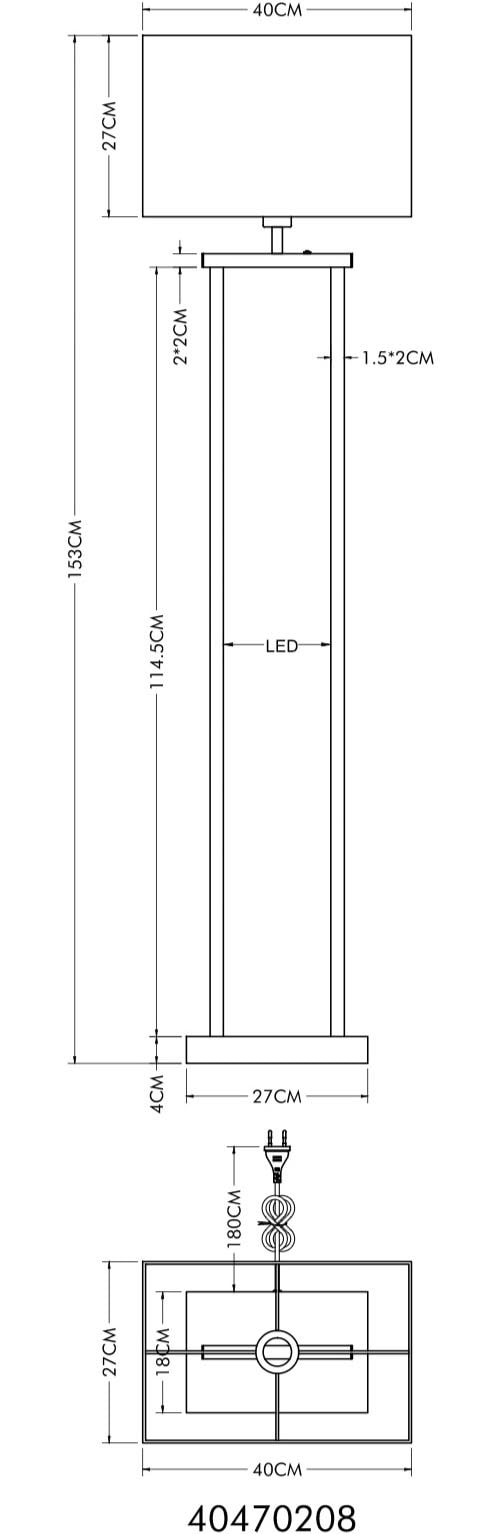 NOWA Stehlampe »SYDNEY« E27 1 Stk. Stehleuchte Metall, LED+E27, dimmbar, modernes Design